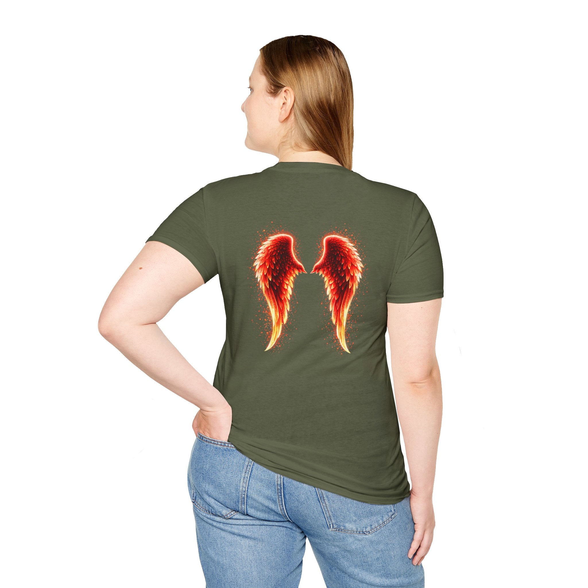 OCD awareness Invisible Illness auras Awareness T-Shirt — Strength You Can't See (Red Aura Angel Wings)