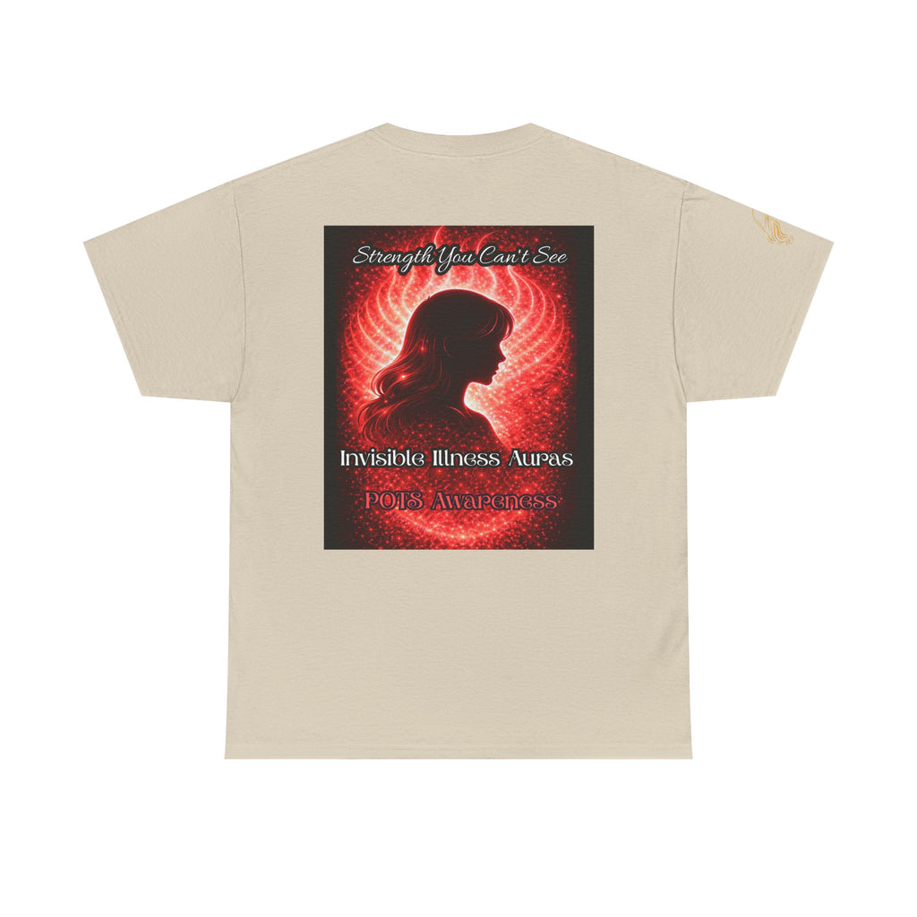 POTS AURA AWARENESS TShirt — Invisible Illness Awareness Tee ("Strength You Can’t See" Red Aura Design)