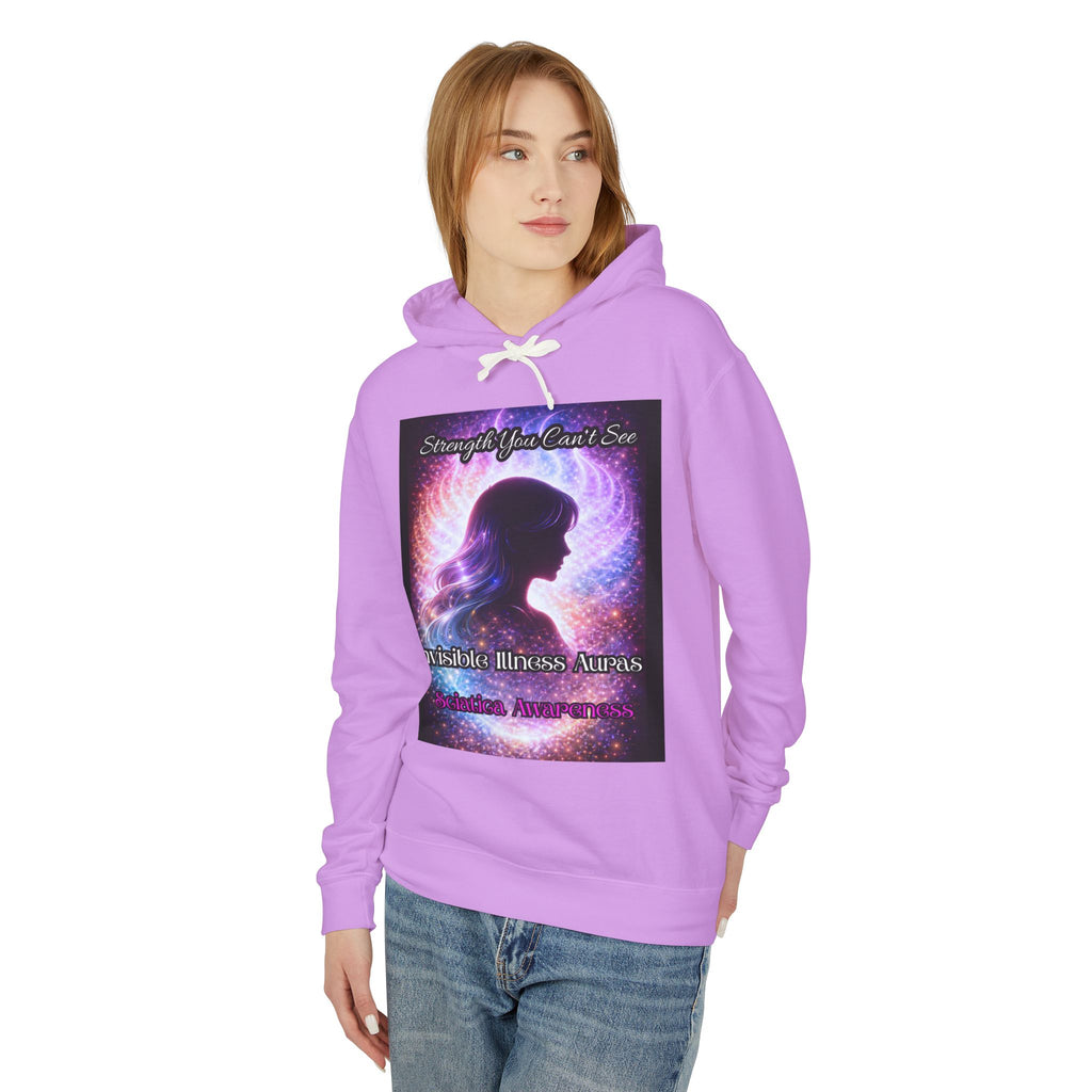 Sciatica awareness Aura Spiritual Angel Wings Hoodie — "Strength You Can't See" Inspirational Awareness Sweatshirt