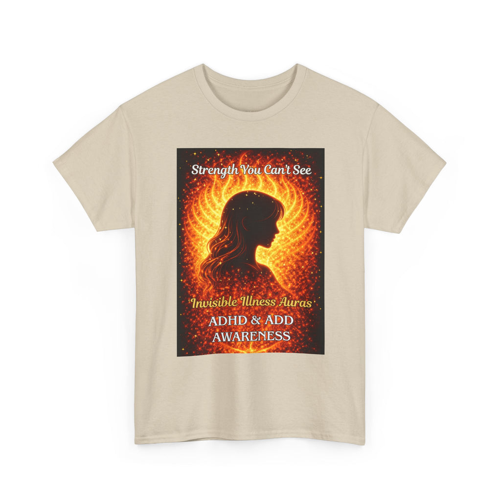 ADHD Awareness Fiery Aura Angel Wings T-Shirt — "Strength You Can't See" Inspirational Tee