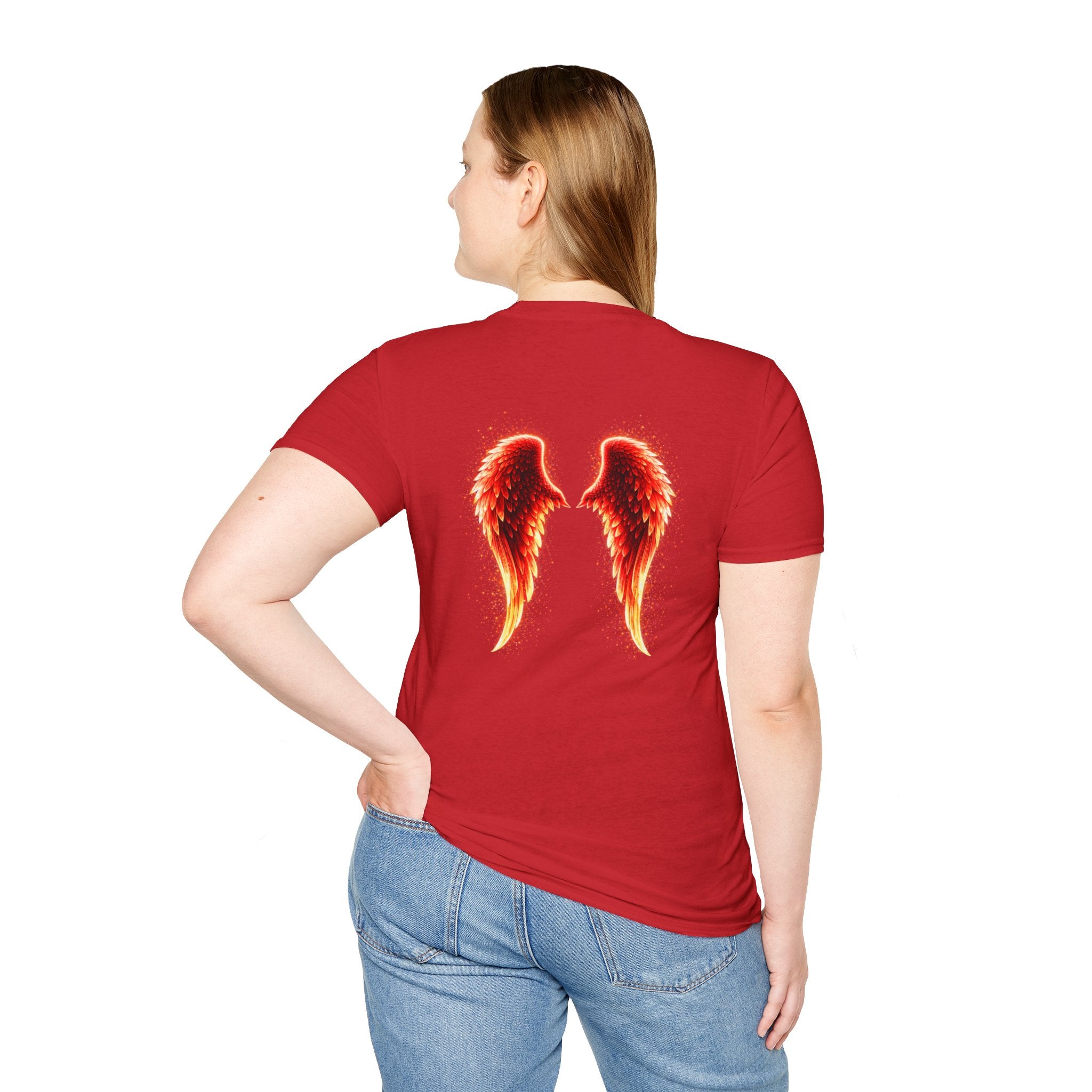 OCD awareness Invisible Illness auras Awareness T-Shirt — Strength You Can't See (Red Aura Angel Wings)