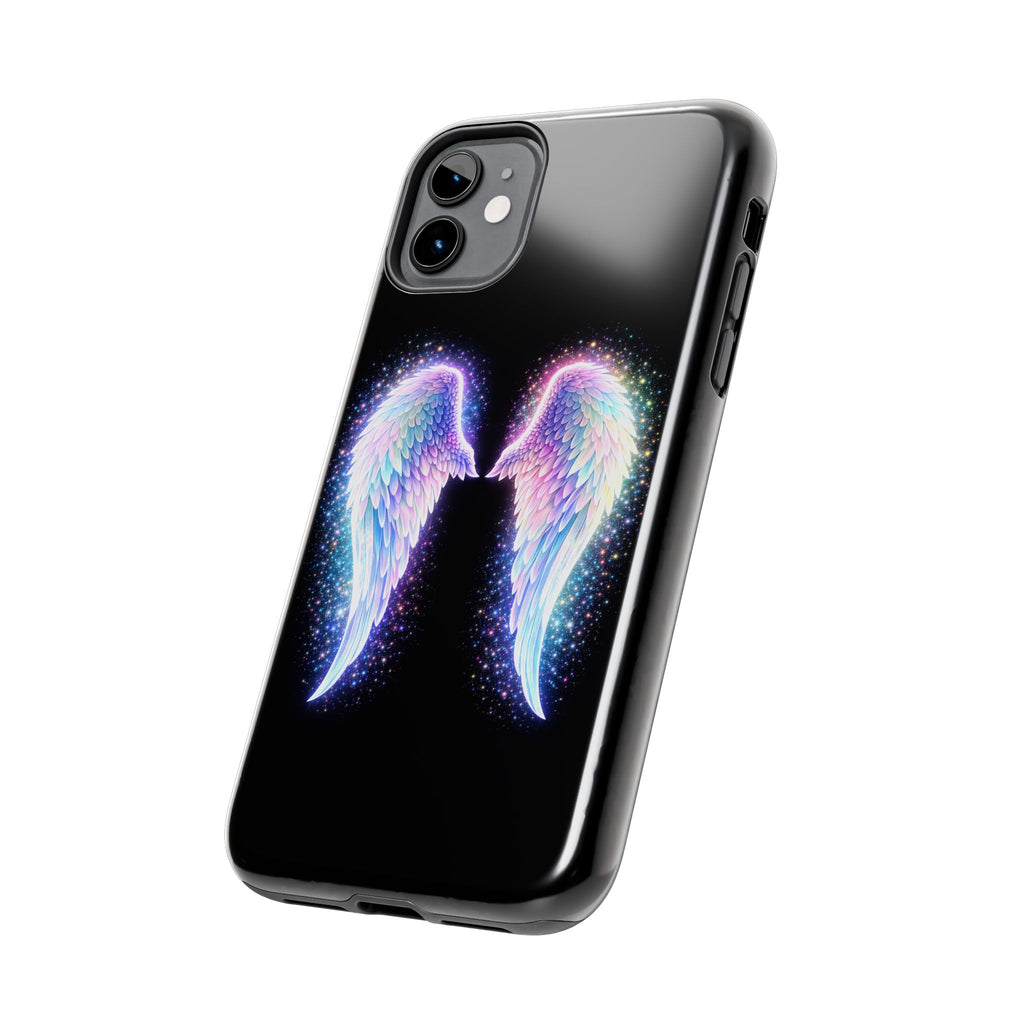 Angel Wings Tough Phone Case — Iridescent Sparkle Opal Guardian Protection