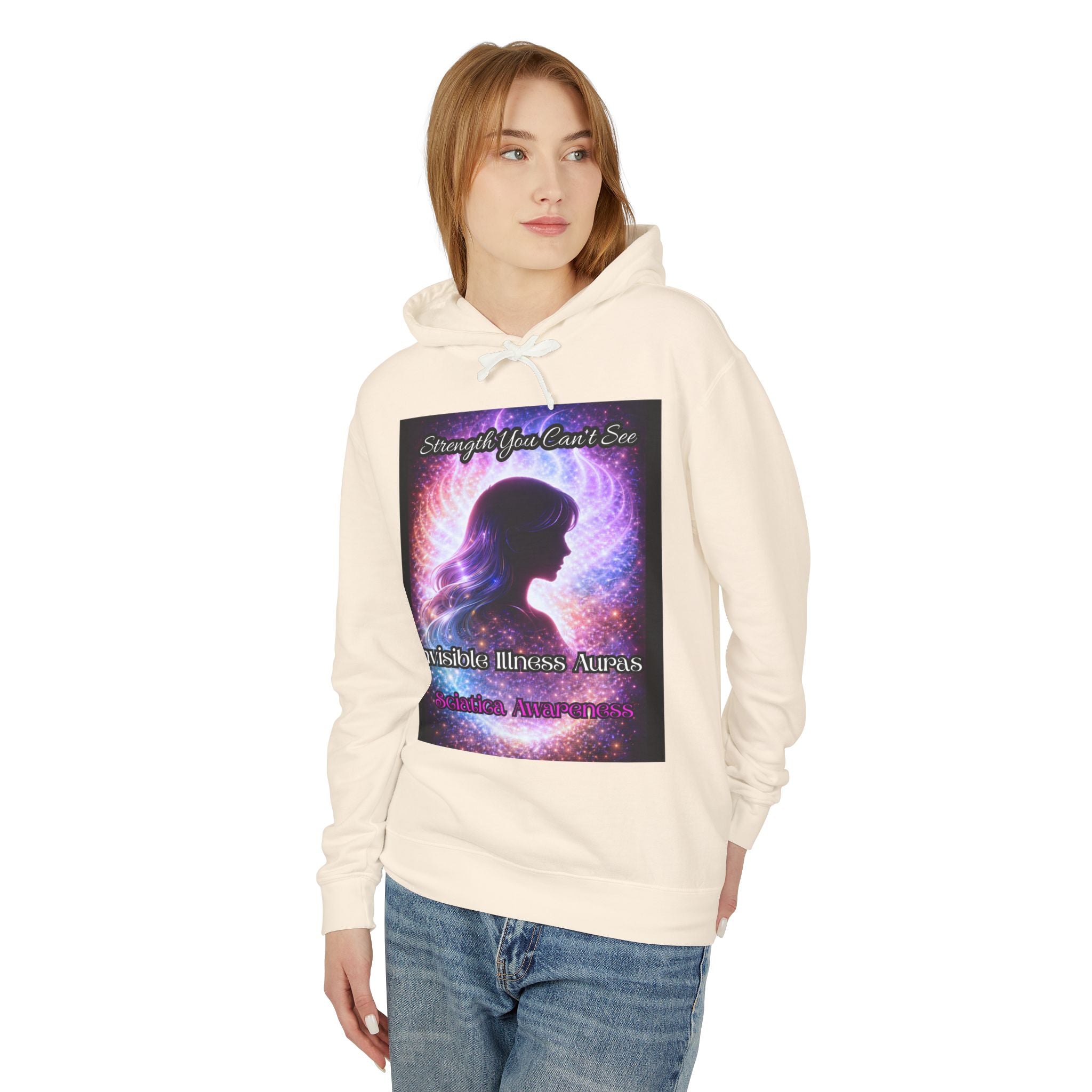 Sciatica awareness Aura Spiritual Angel Wings Hoodie — "Strength You Can't See" Inspirational Awareness Sweatshirt