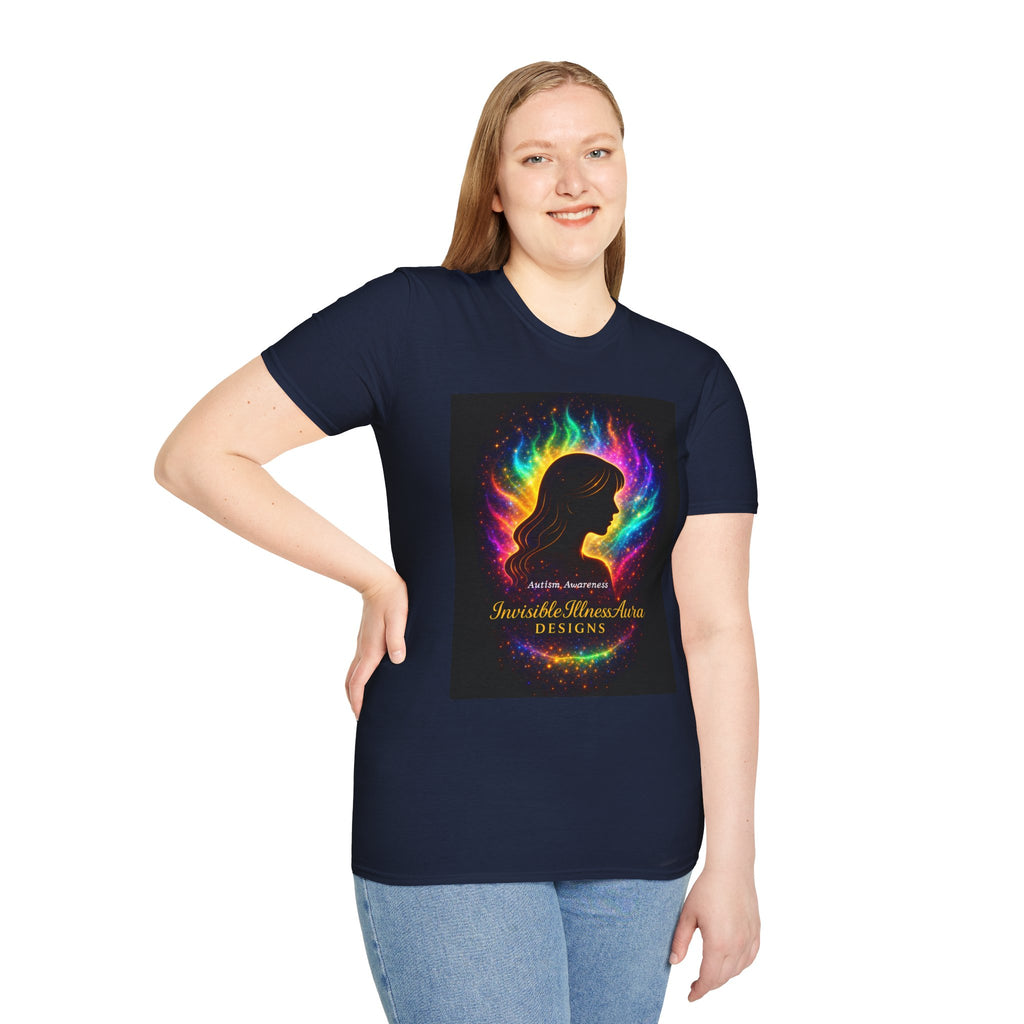 Autism Awareness Aura Silhouette T-Shirt — Rainbow Soul & Wellness Graphic Tee