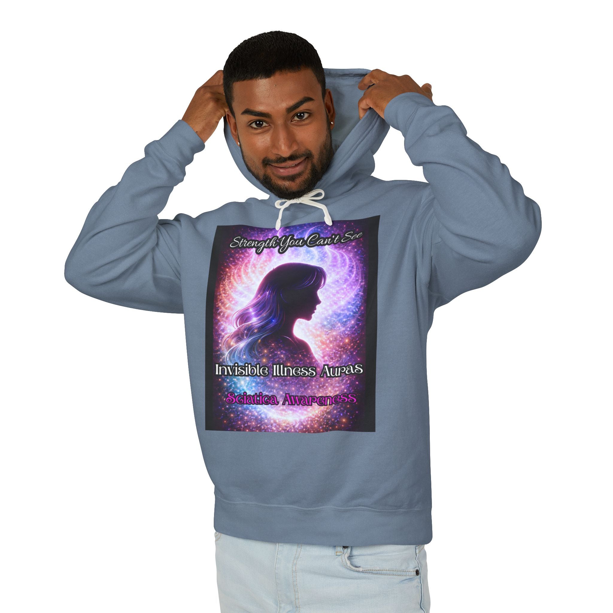 Sciatica awareness Aura Spiritual Angel Wings Hoodie — "Strength You Can't See" Inspirational Awareness Sweatshirt