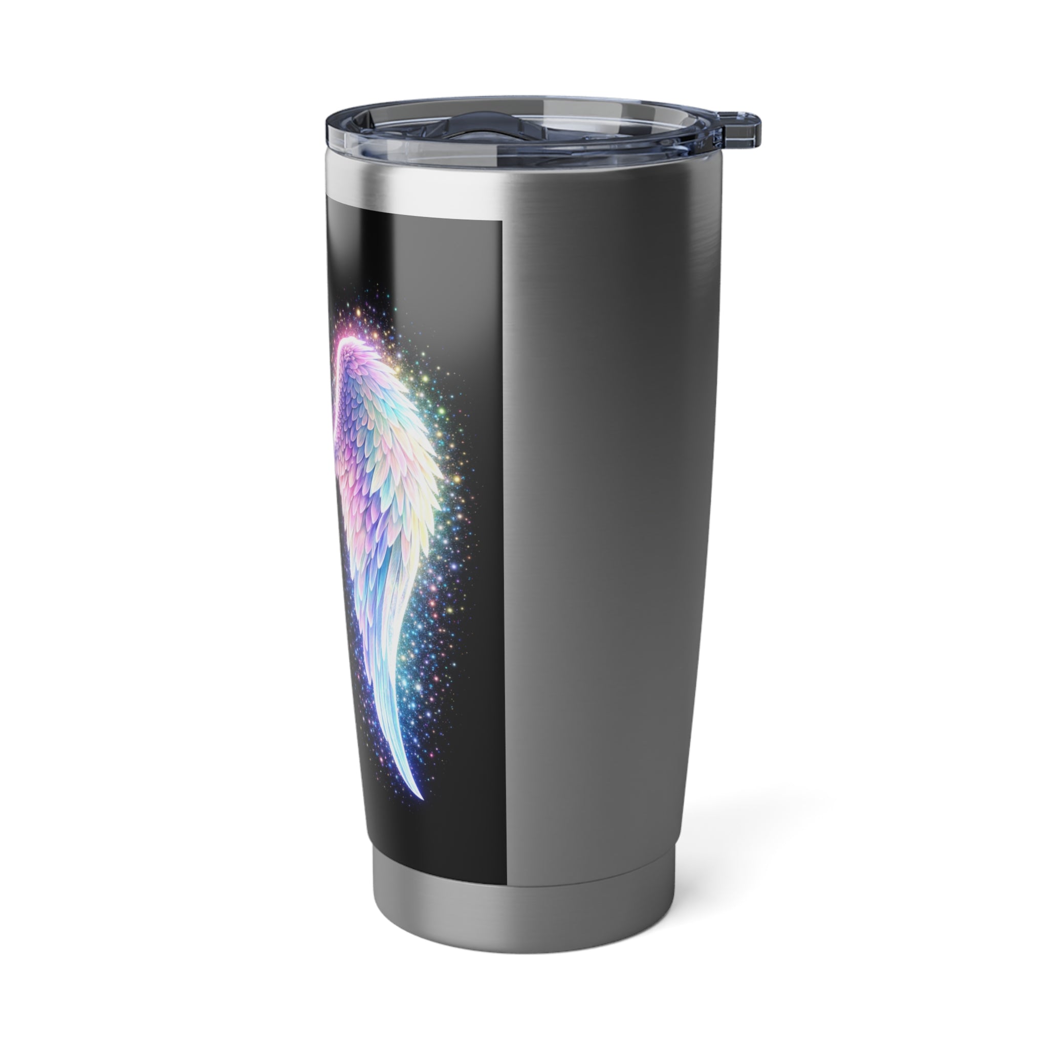 'Angel Wings 20oz Tumbler — Iridescent Opal Feather Travel Mug