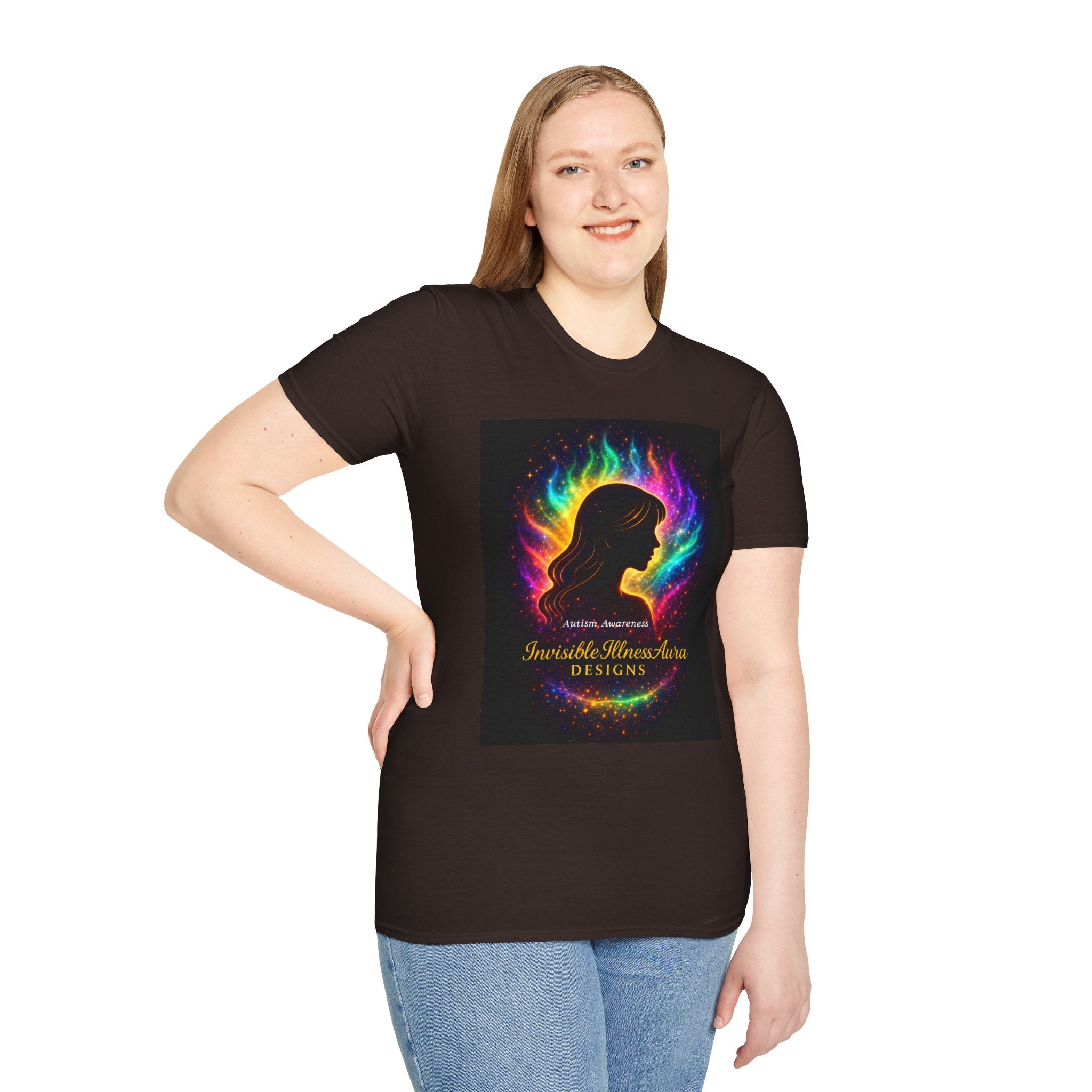 Autism Awareness Aura Silhouette T-Shirt — Rainbow Soul & Wellness Graphic Tee