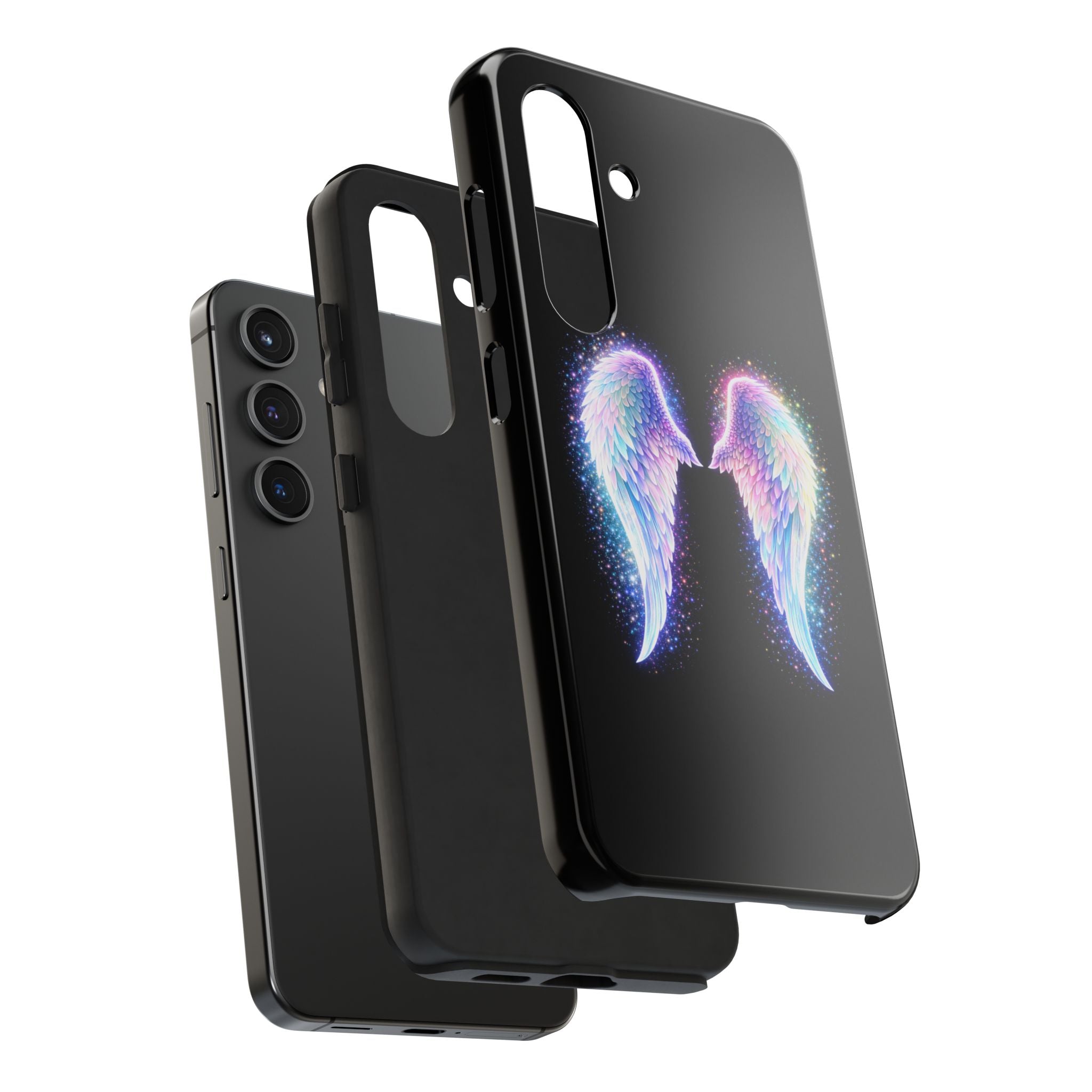 Angel Wings Tough Phone Case — Iridescent Sparkle Opal Guardian Protection