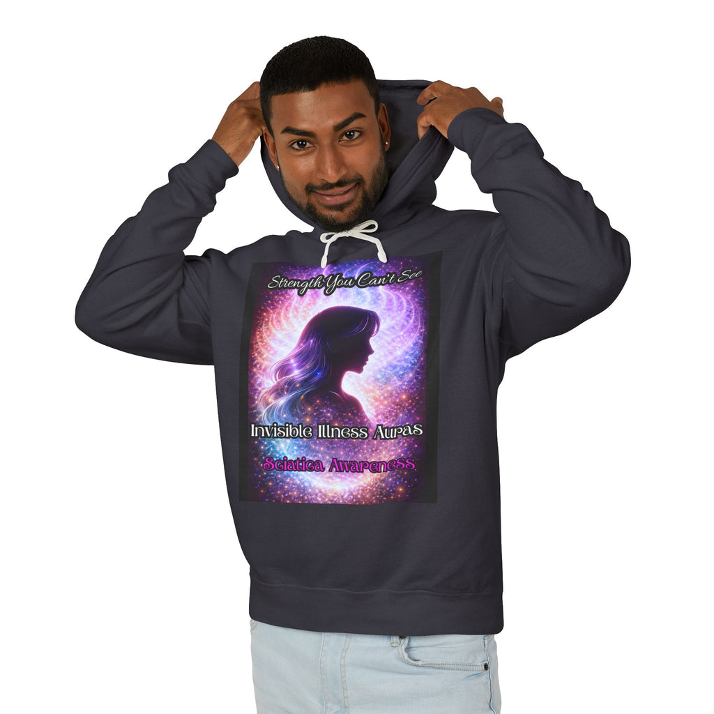 Sciatica awareness Aura Spiritual Angel Wings Hoodie — "Strength You Can't See" Inspirational Awareness Sweatshirt