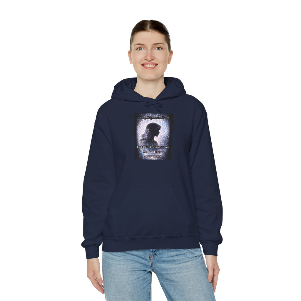 Mental illness Aura awareness silver angel wings Design hoodie -Strength you cant see Sweatshirt