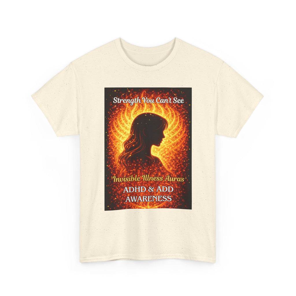 ADHD Awareness Fiery Aura Angel Wings T-Shirt — "Strength You Can't See" Inspirational Tee