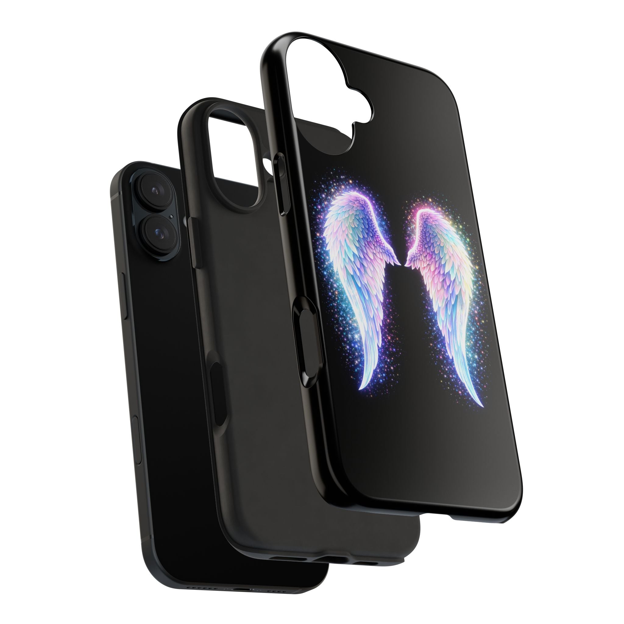 Angel Wings Tough Phone Case — Iridescent Sparkle Opal Guardian Protection