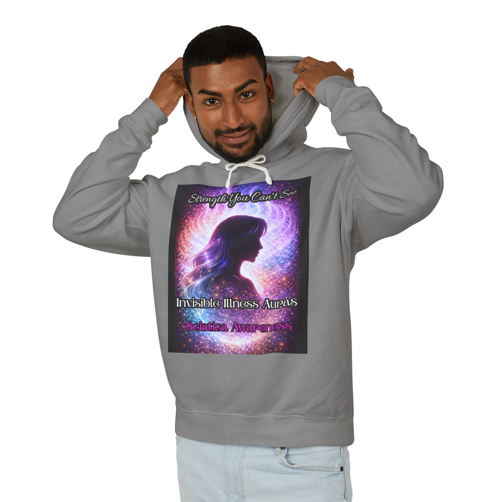 Sciatica awareness Aura Spiritual Angel Wings Hoodie — "Strength You Can't See" Inspirational Awareness Sweatshirt