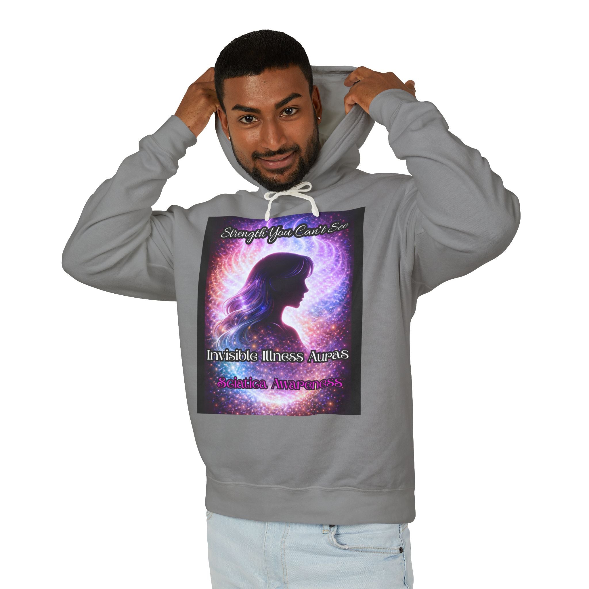 Sciatica awareness Aura Spiritual Angel Wings Hoodie — "Strength You Can't See" Inspirational Awareness Sweatshirt
