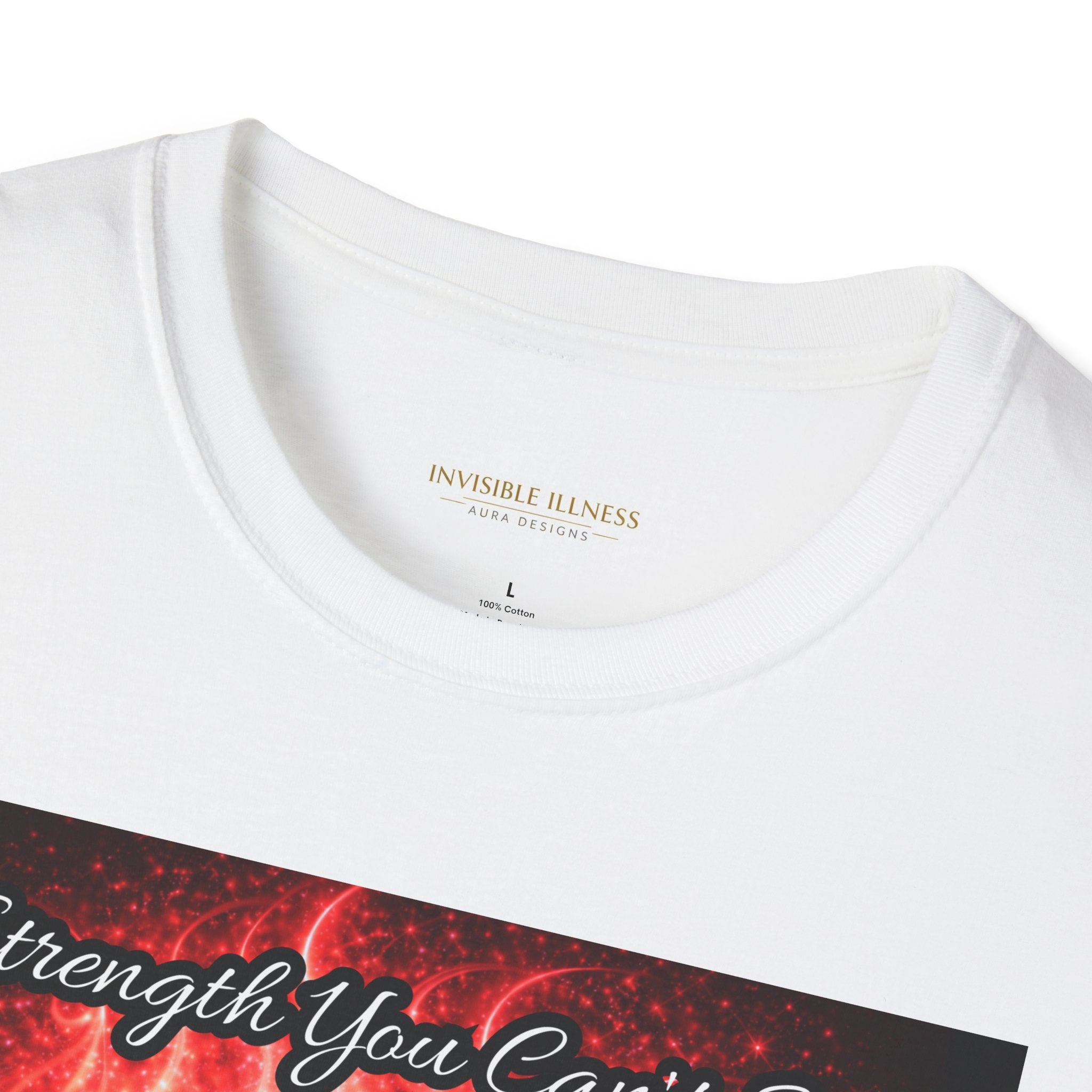 OCD awareness Invisible Illness auras Awareness T-Shirt — Strength You Can't See (Red Aura Angel Wings)