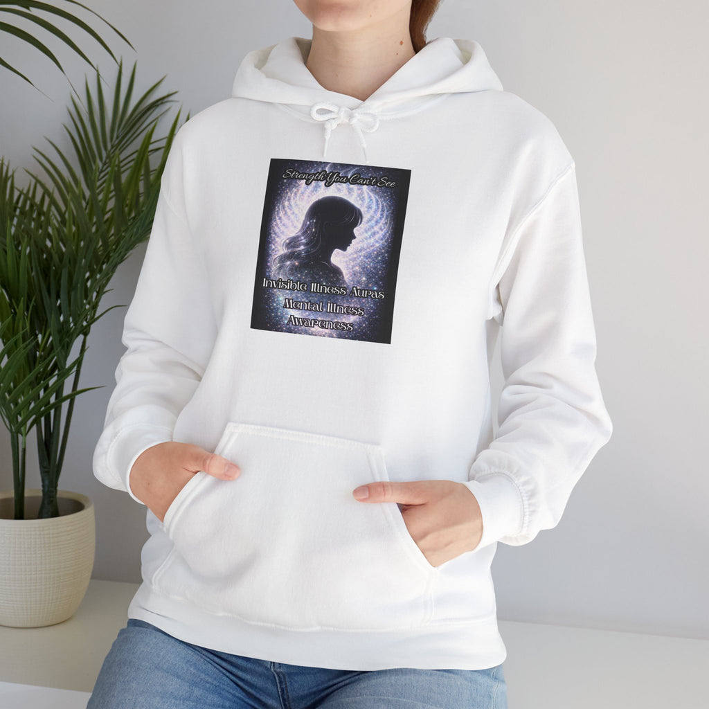 Mental illness Aura awareness silver angel wings Design hoodie -Strength you cant see Sweatshirt