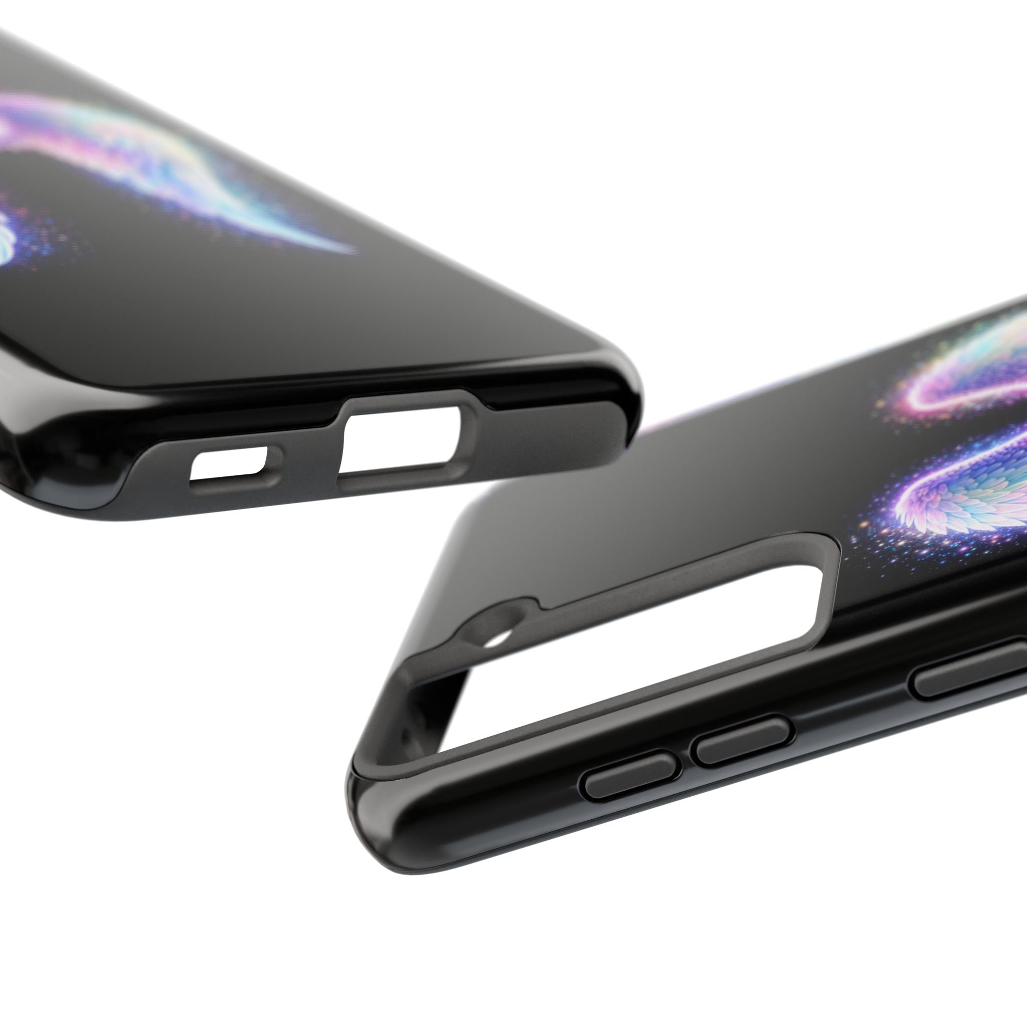 Angel Wings Tough Phone Case — Iridescent Sparkle Opal Guardian Protection