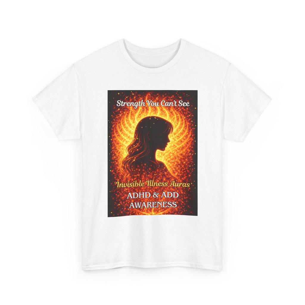 ADHD Awareness Fiery Aura Angel Wings T-Shirt — "Strength You Can't See" Inspirational Tee