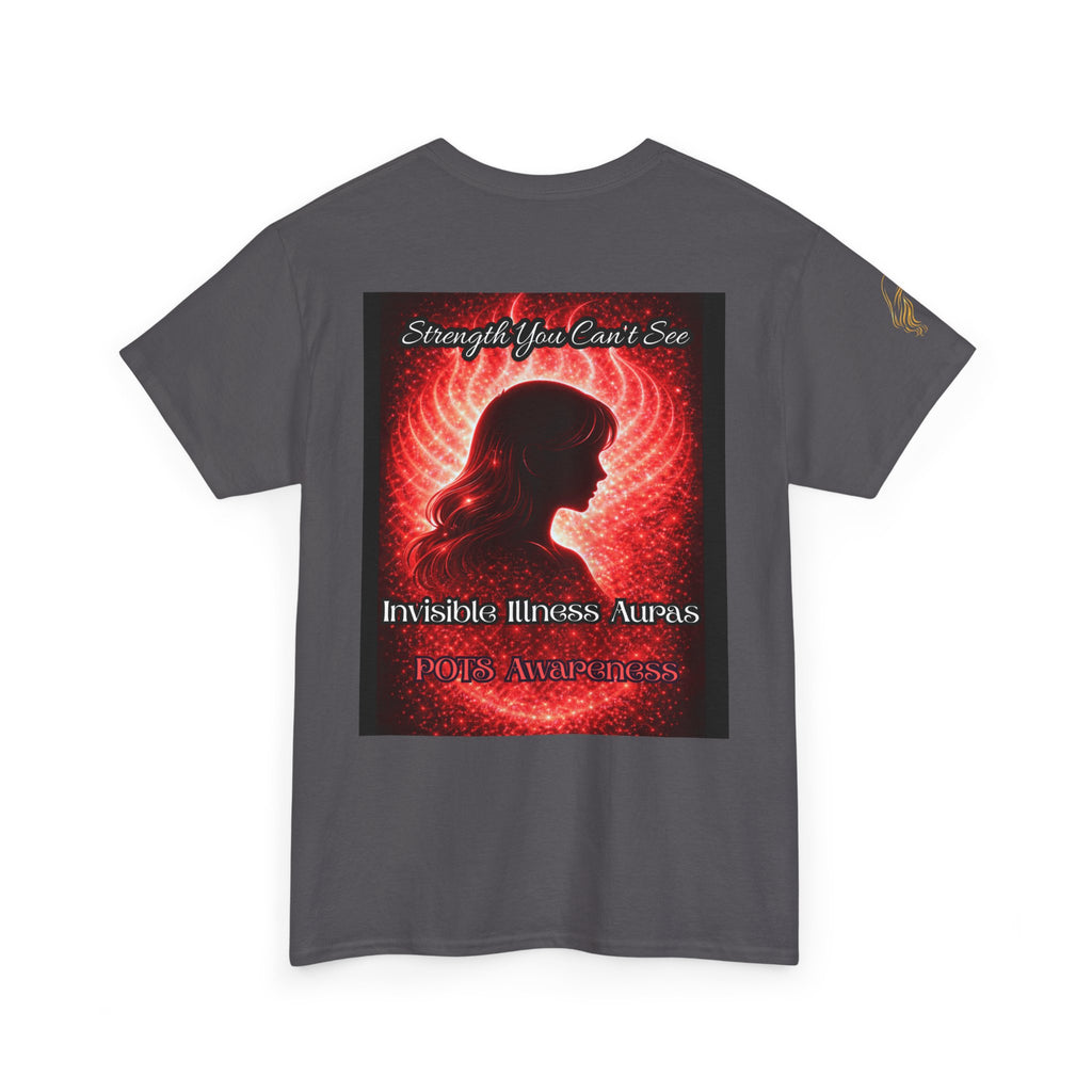 POTS AURA AWARENESS TShirt — Invisible Illness Awareness Tee ("Strength You Can’t See" Red Aura Design)