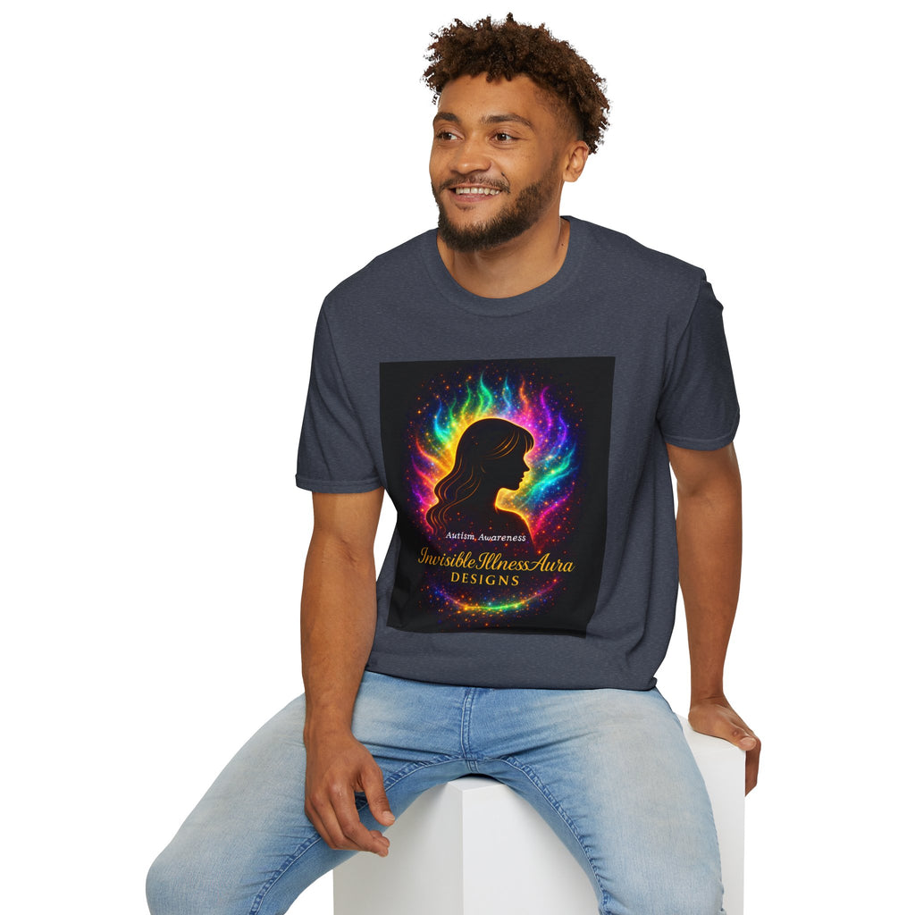 Autism Awareness Aura Silhouette T-Shirt — Rainbow Soul & Wellness Graphic Tee