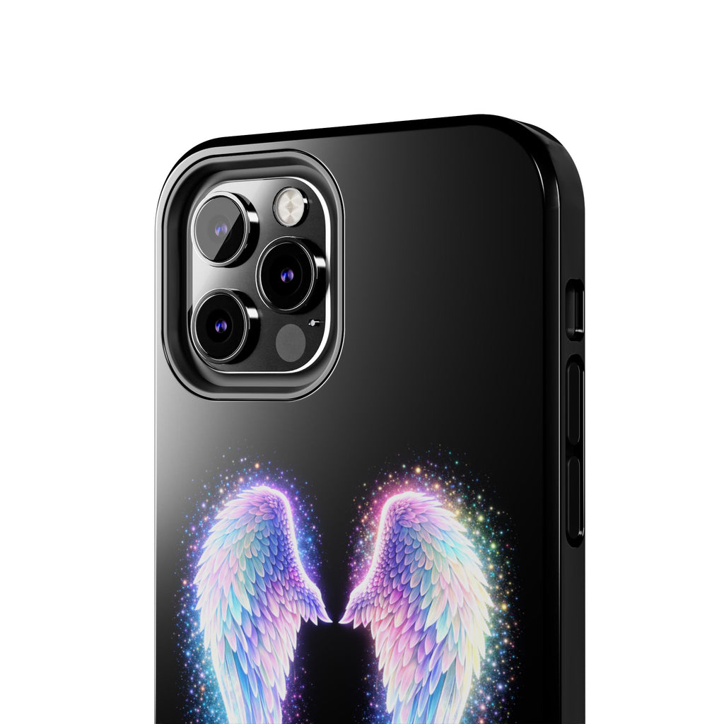 Angel Wings Tough Phone Case — Iridescent Sparkle Opal Guardian Protection