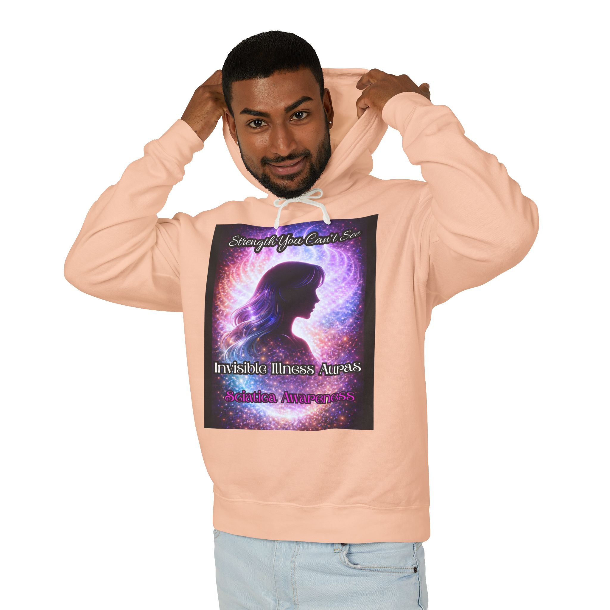 Sciatica awareness Aura Spiritual Angel Wings Hoodie — "Strength You Can't See" Inspirational Awareness Sweatshirt