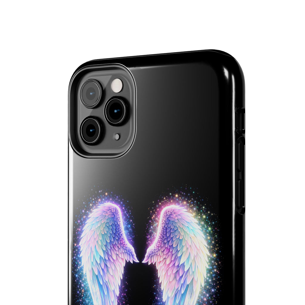 Angel Wings Tough Phone Case — Iridescent Sparkle Opal Guardian Protection