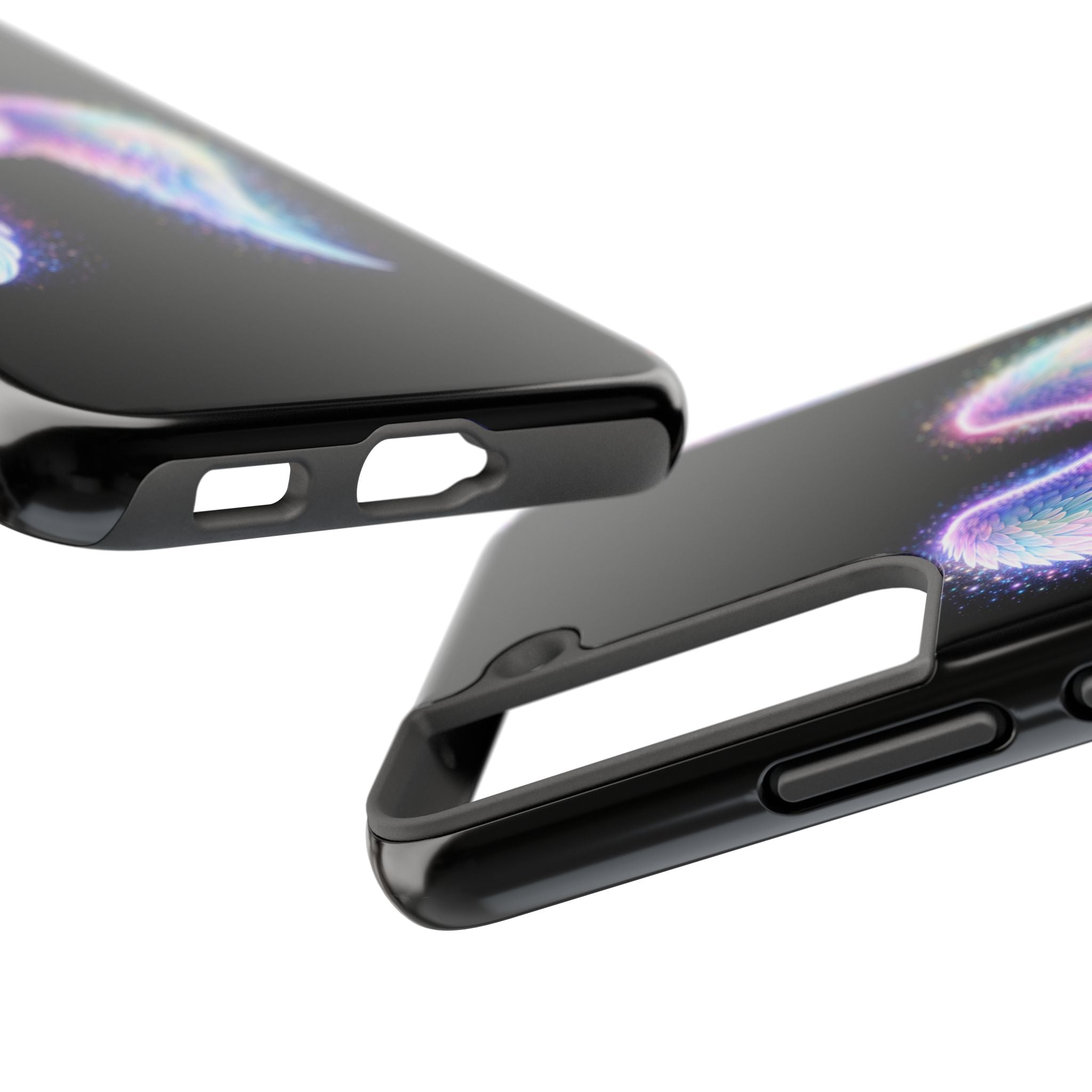 Angel Wings Tough Phone Case — Iridescent Sparkle Opal Guardian Protection