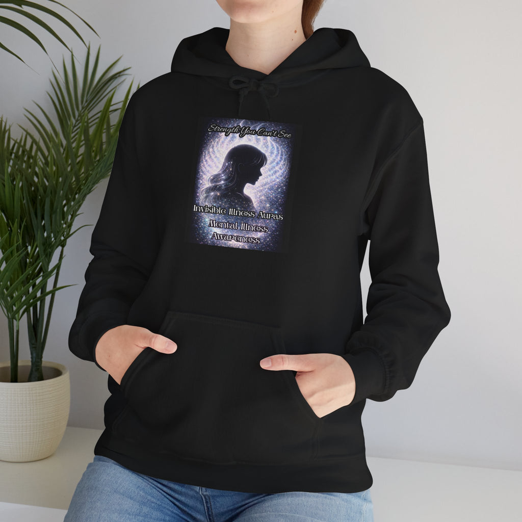 Mental illness Aura awareness silver angel wings Design hoodie -Strength you cant see Sweatshirt