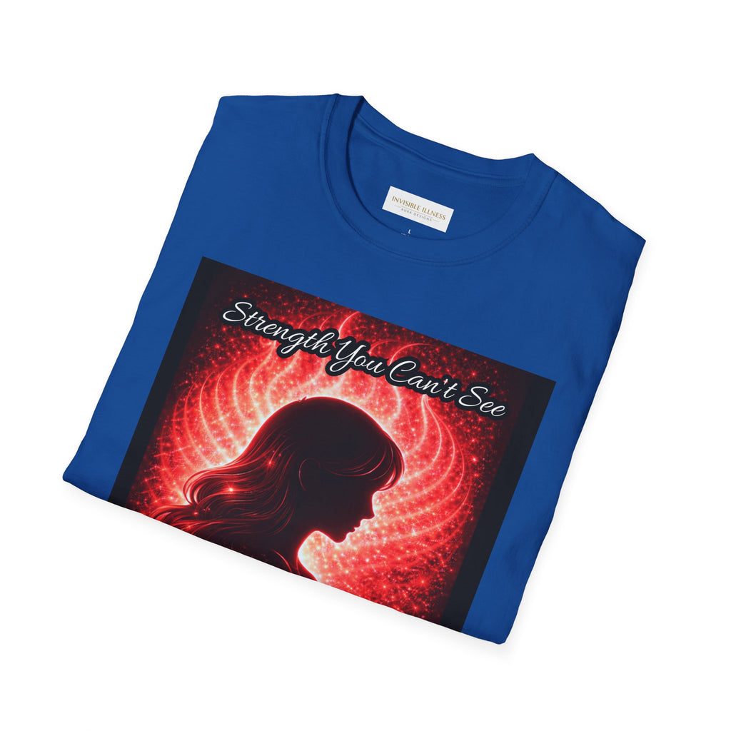 OCD awareness Invisible Illness auras Awareness T-Shirt — Strength You Can't See (Red Aura Angel Wings)