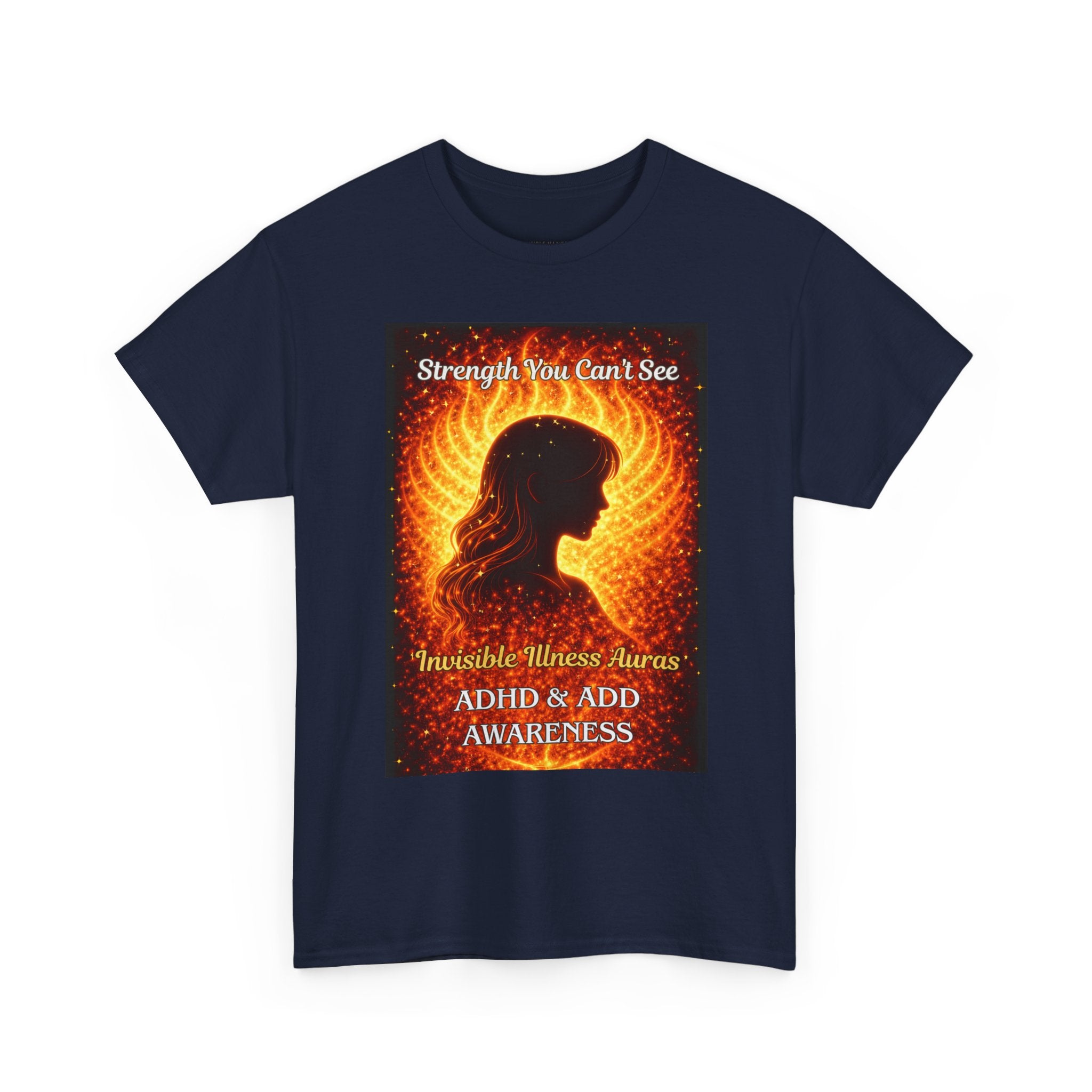 ADHD Awareness Fiery Aura Angel Wings T-Shirt — "Strength You Can't See" Inspirational Tee