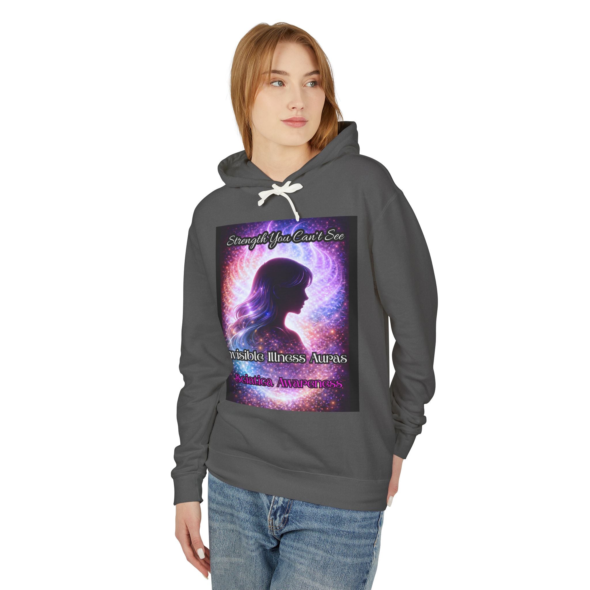 Sciatica awareness Aura Spiritual Angel Wings Hoodie — "Strength You Can't See" Inspirational Awareness Sweatshirt