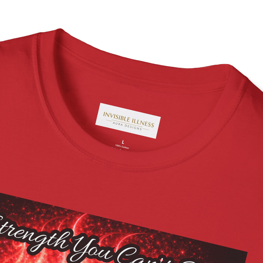 OCD awareness Invisible Illness auras Awareness T-Shirt — Strength You Can't See (Red Aura Angel Wings)