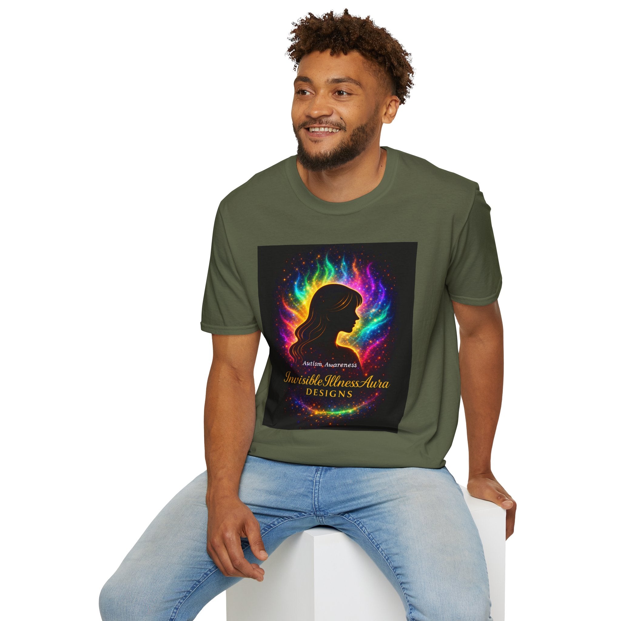 Autism Awareness Aura Silhouette T-Shirt — Rainbow Soul & Wellness Graphic Tee