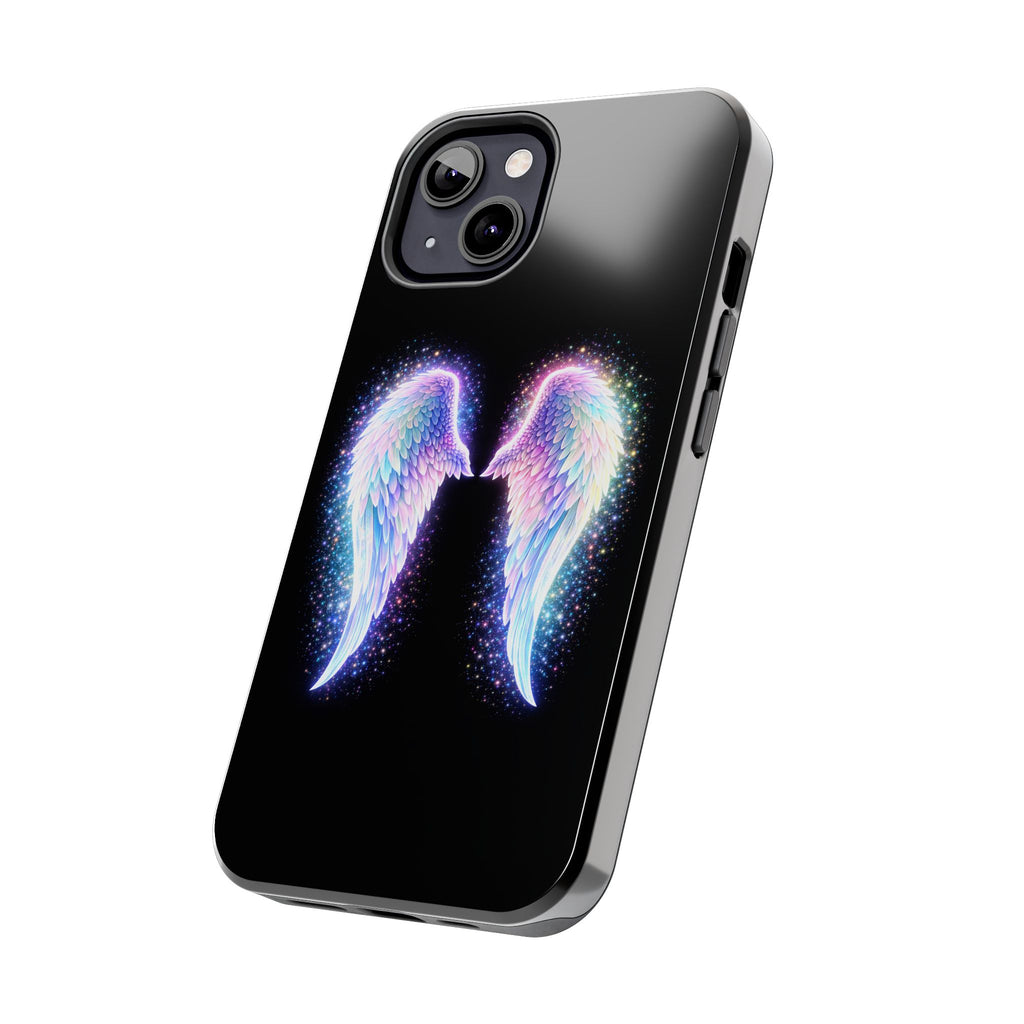 Angel Wings Tough Phone Case — Iridescent Sparkle Opal Guardian Protection
