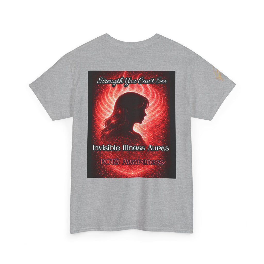 POTS AURA AWARENESS TShirt — Invisible Illness Awareness Tee ("Strength You Can’t See" Red Aura Design)