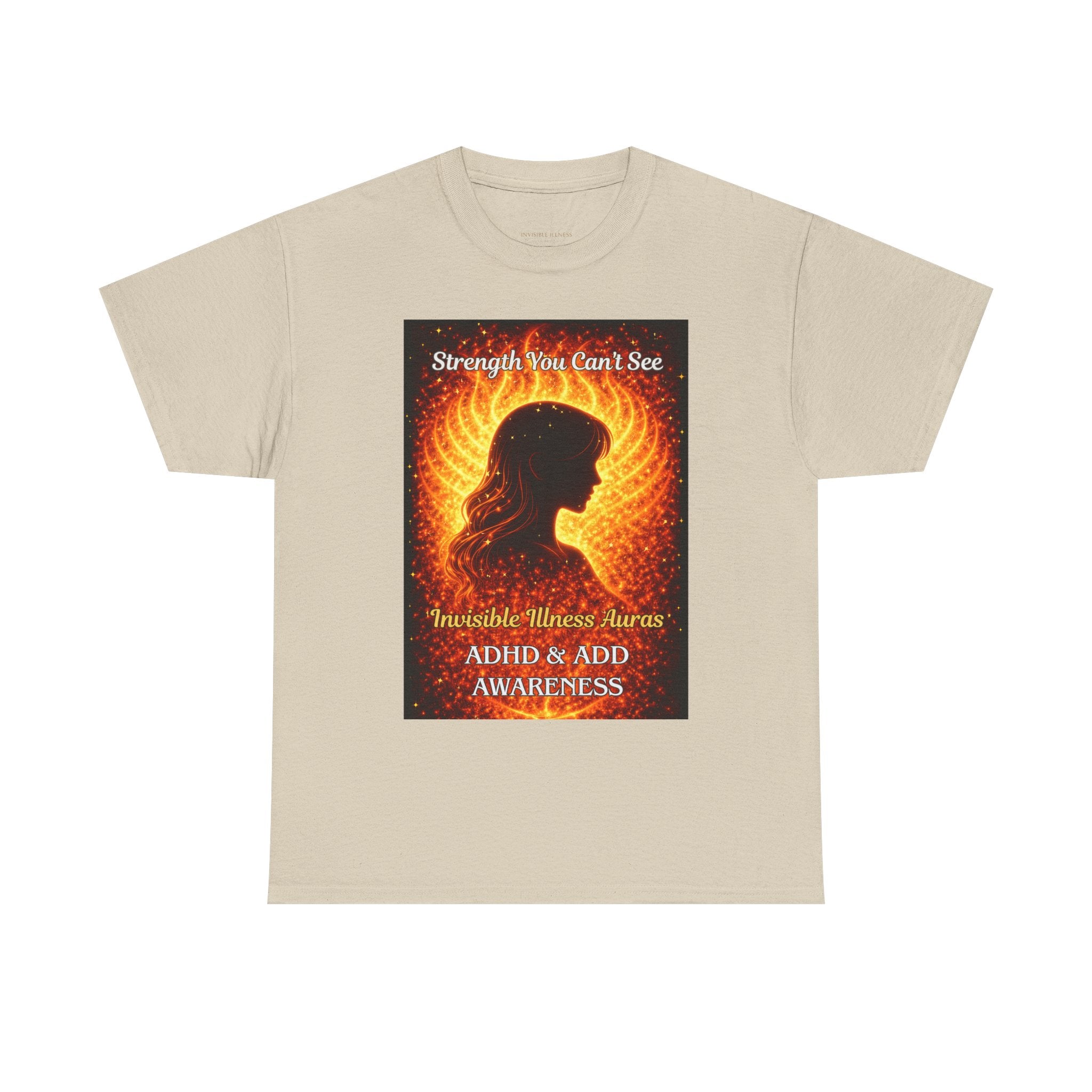 ADHD Awareness Fiery Aura Angel Wings T-Shirt — "Strength You Can't See" Inspirational Tee