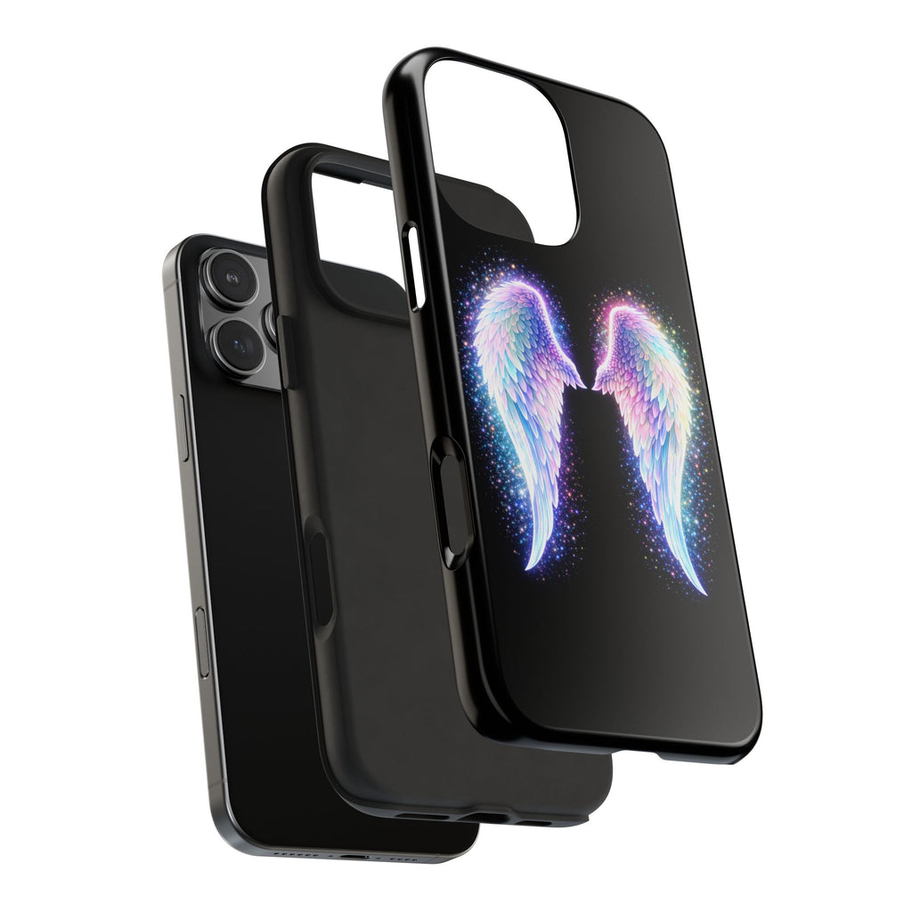Angel Wings Tough Phone Case — Iridescent Sparkle Opal Guardian Protection