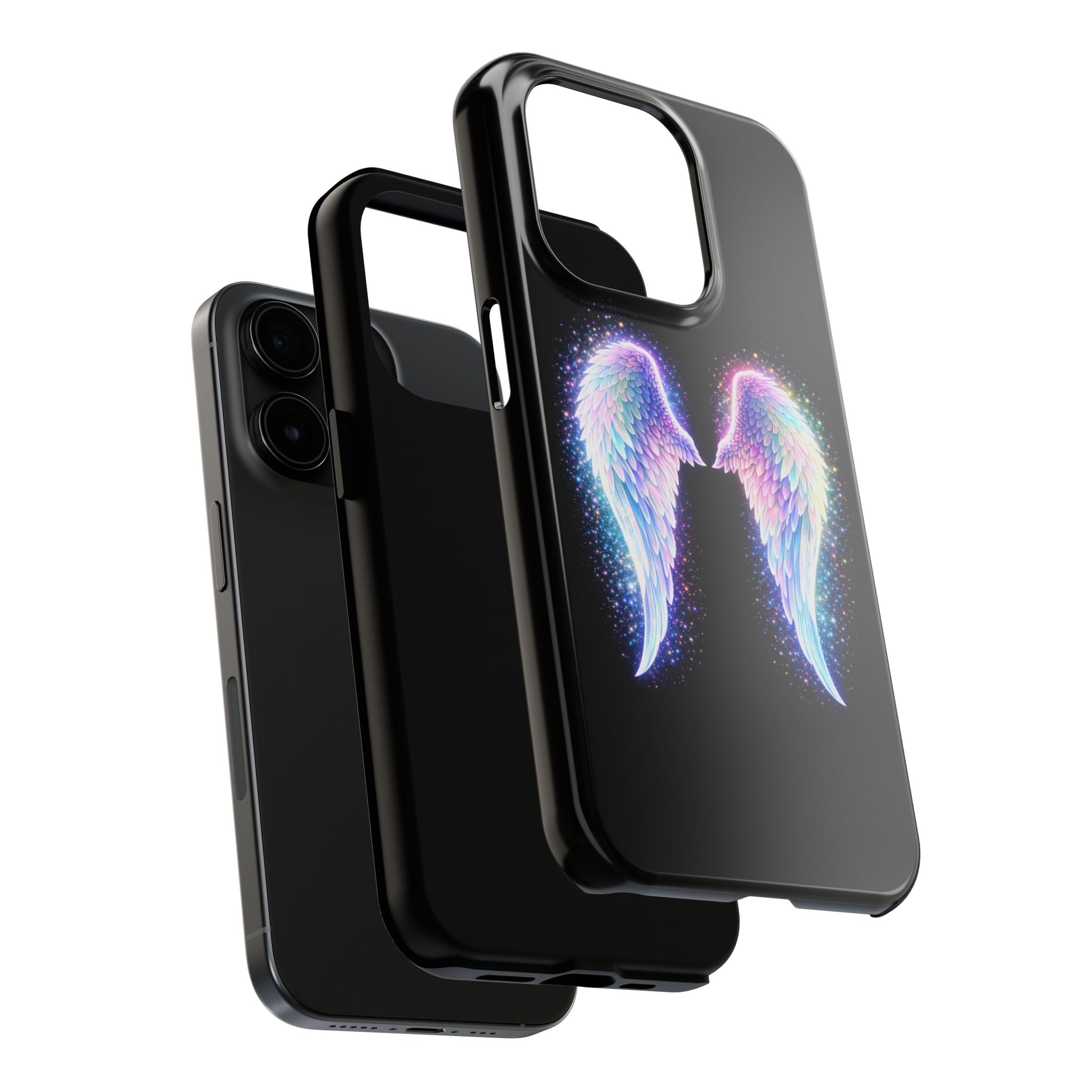 Angel Wings Tough Phone Case — Iridescent Sparkle Opal Guardian Protection
