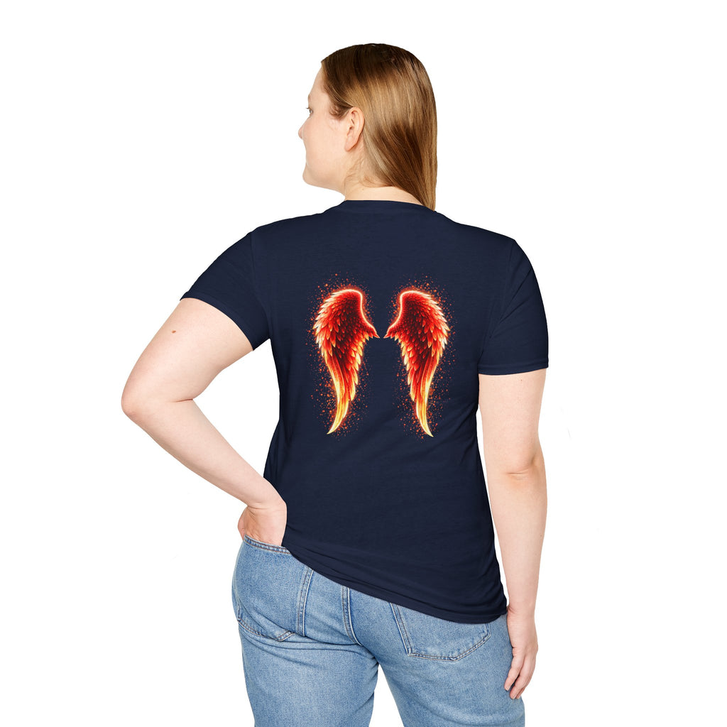 OCD awareness Invisible Illness auras Awareness T-Shirt — Strength You Can't See (Red Aura Angel Wings)