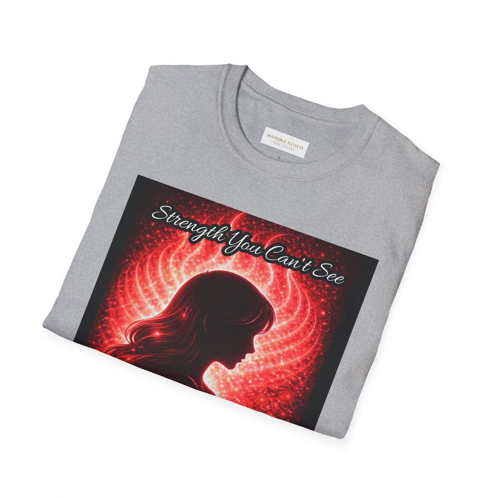 OCD awareness Invisible Illness auras Awareness T-Shirt — Strength You Can't See (Red Aura Angel Wings)