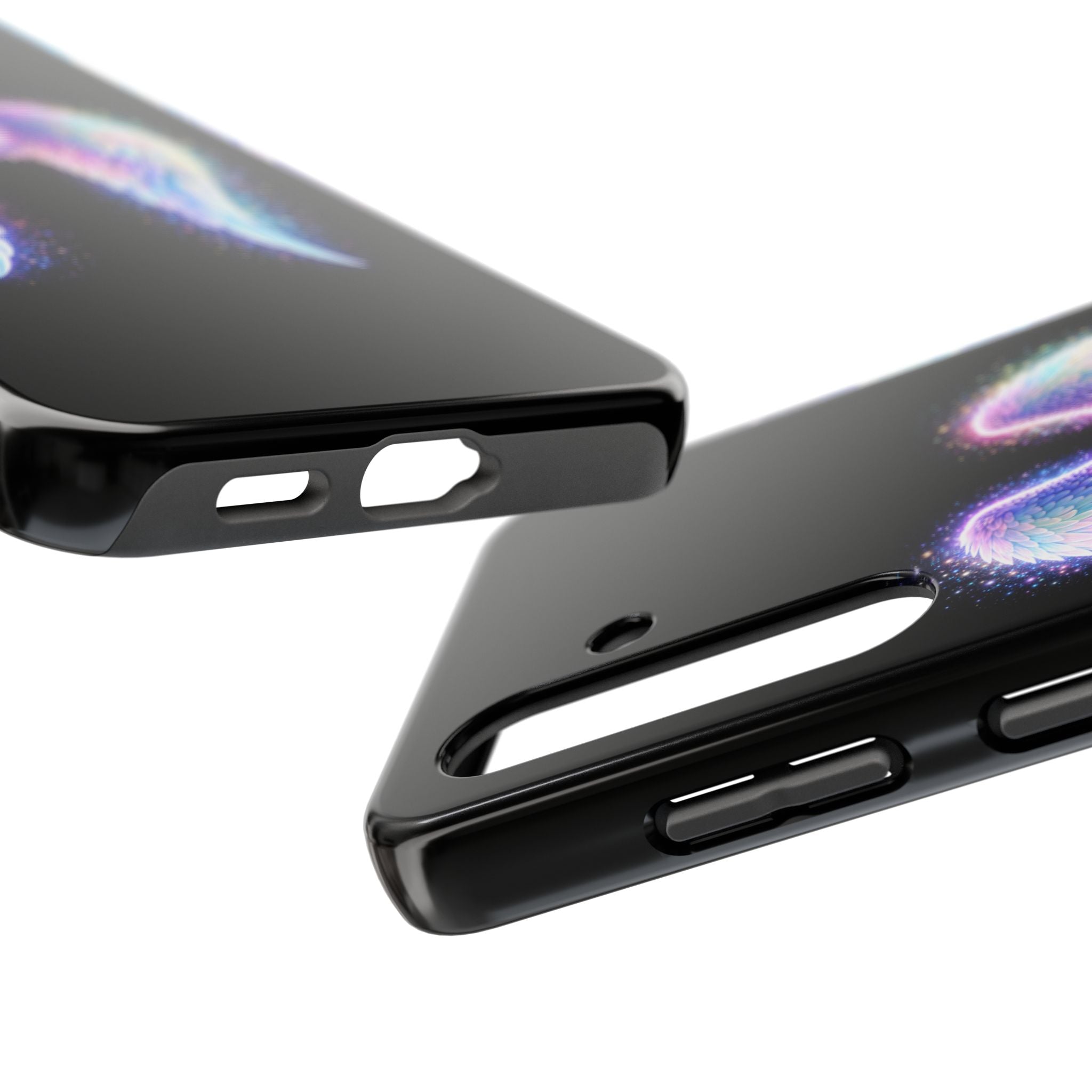 Angel Wings Tough Phone Case — Iridescent Sparkle Opal Guardian Protection