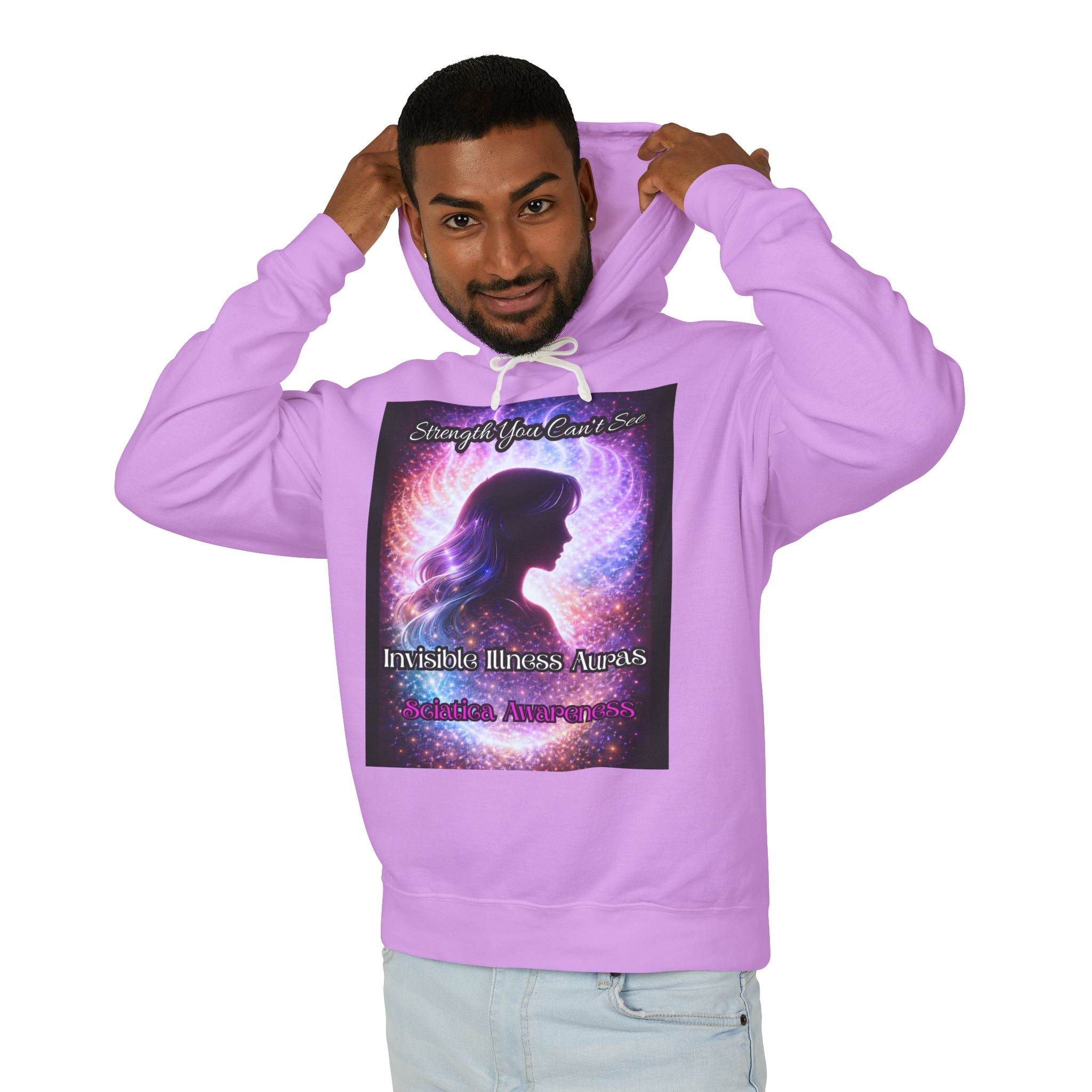 Sciatica awareness Aura Spiritual Angel Wings Hoodie — "Strength You Can't See" Inspirational Awareness Sweatshirt
