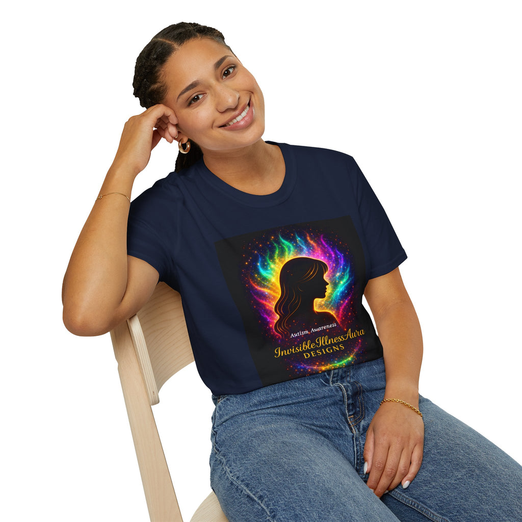 Autism Awareness Aura Silhouette T-Shirt — Rainbow Soul & Wellness Graphic Tee