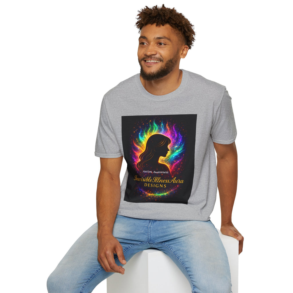 Autism Awareness Aura Silhouette T-Shirt — Rainbow Soul & Wellness Graphic Tee