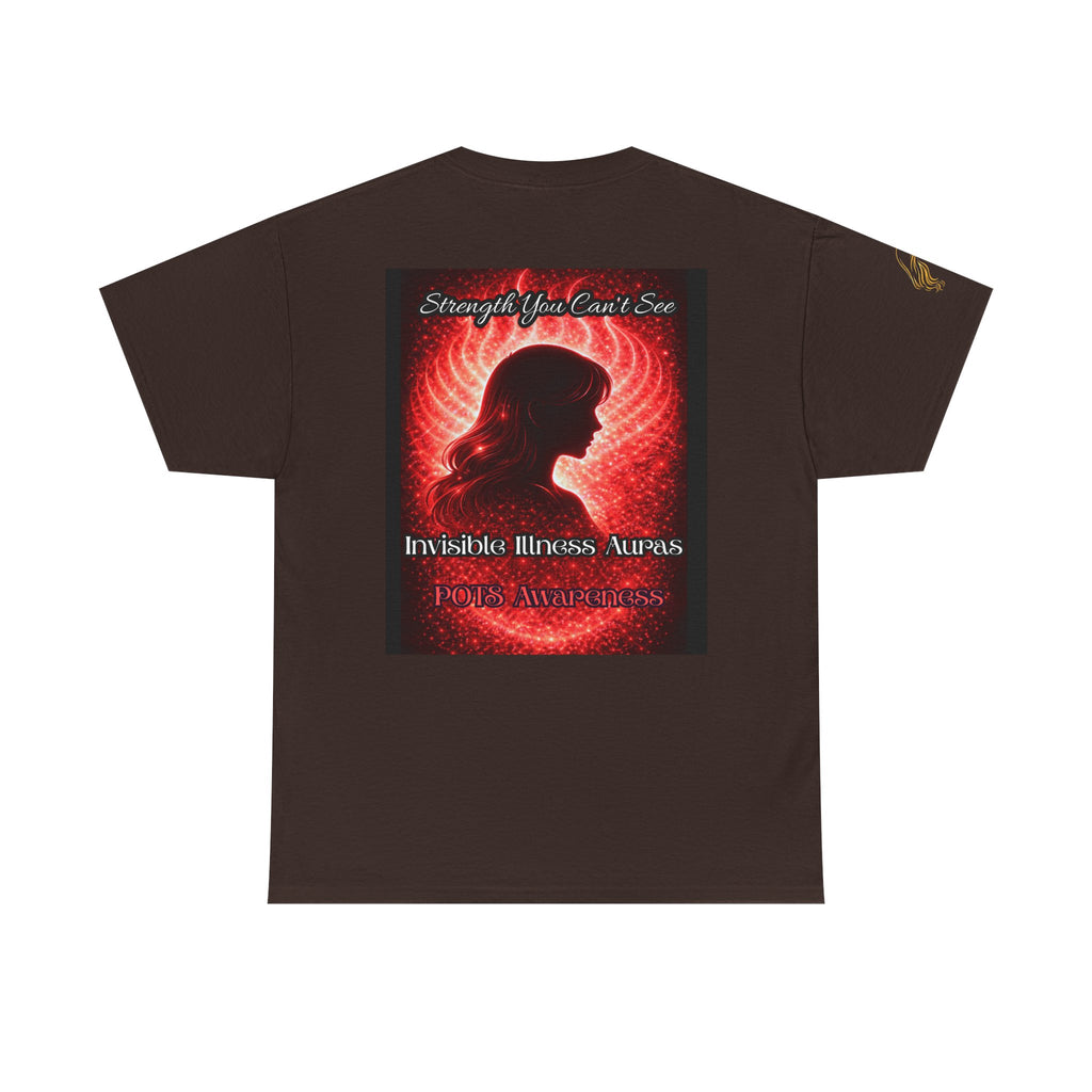 POTS AURA AWARENESS TShirt — Invisible Illness Awareness Tee ("Strength You Can’t See" Red Aura Design)