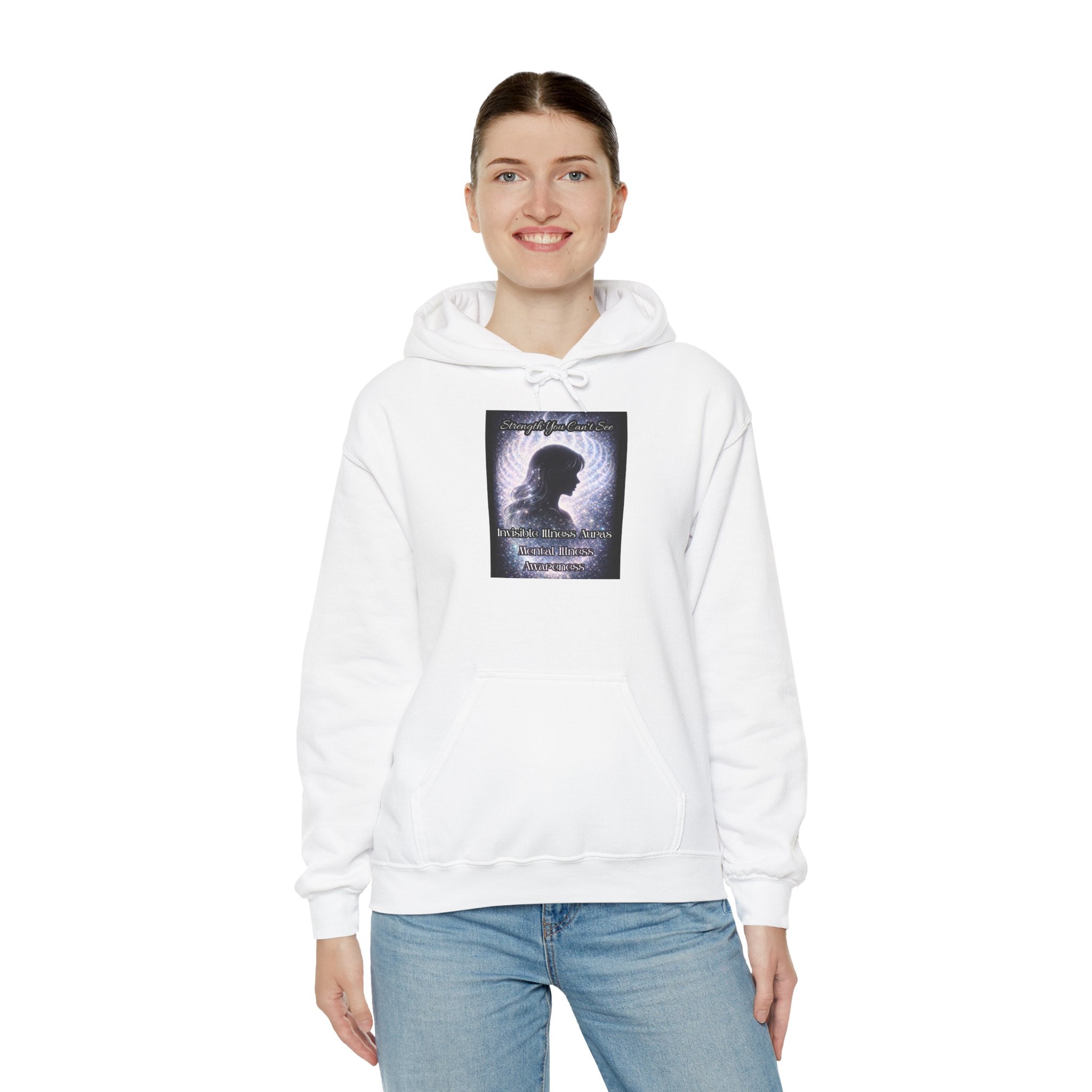 Mental illness Aura awareness silver angel wings Design hoodie -Strength you cant see Sweatshirt