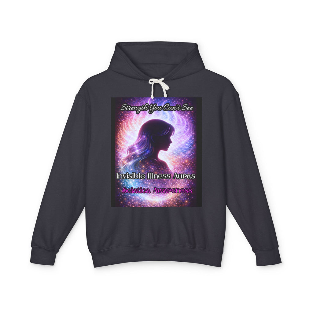 Sciatica awareness Aura Spiritual Angel Wings Hoodie — "Strength You Can't See" Inspirational Awareness Sweatshirt