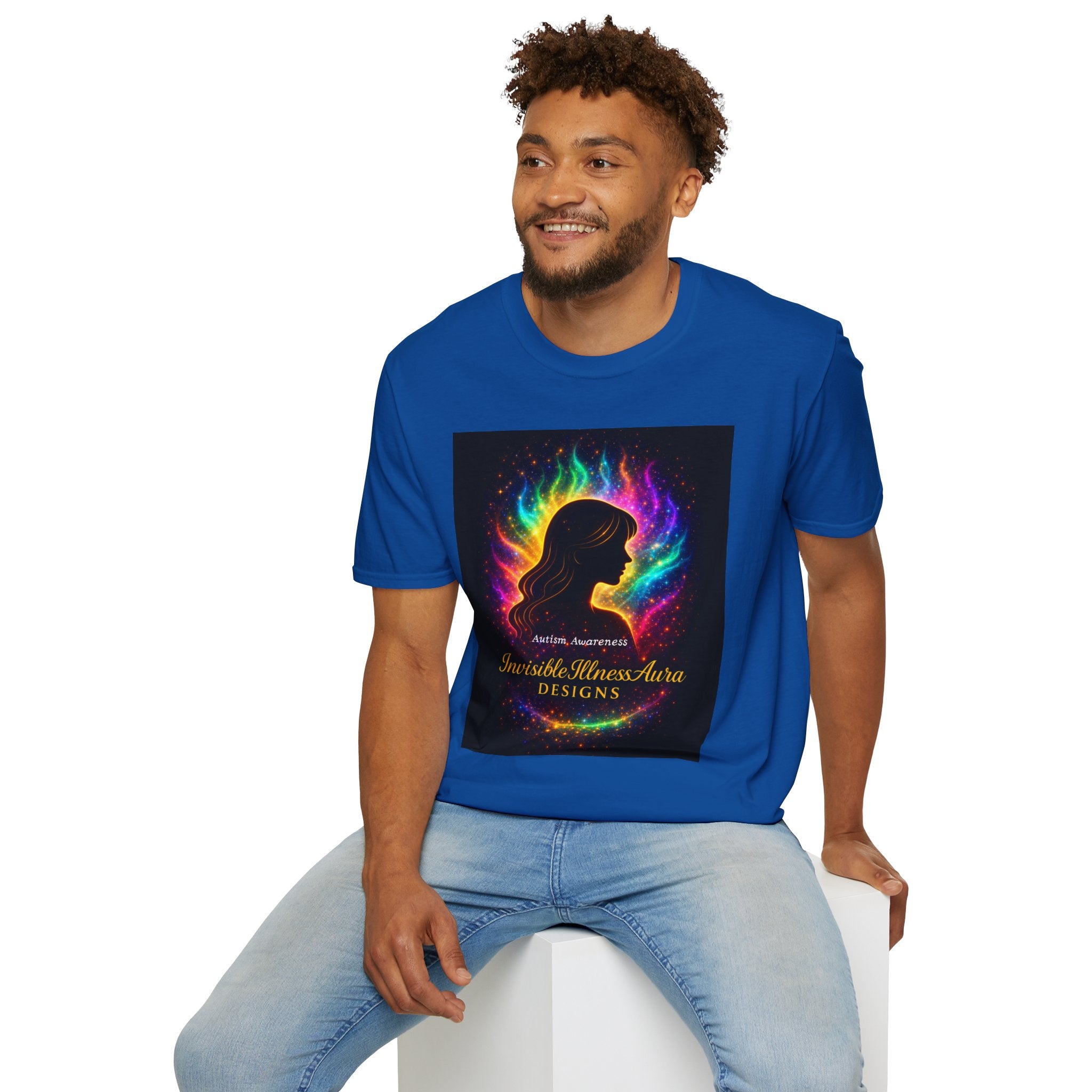 Autism Awareness Aura Silhouette T-Shirt — Rainbow Soul & Wellness Graphic Tee
