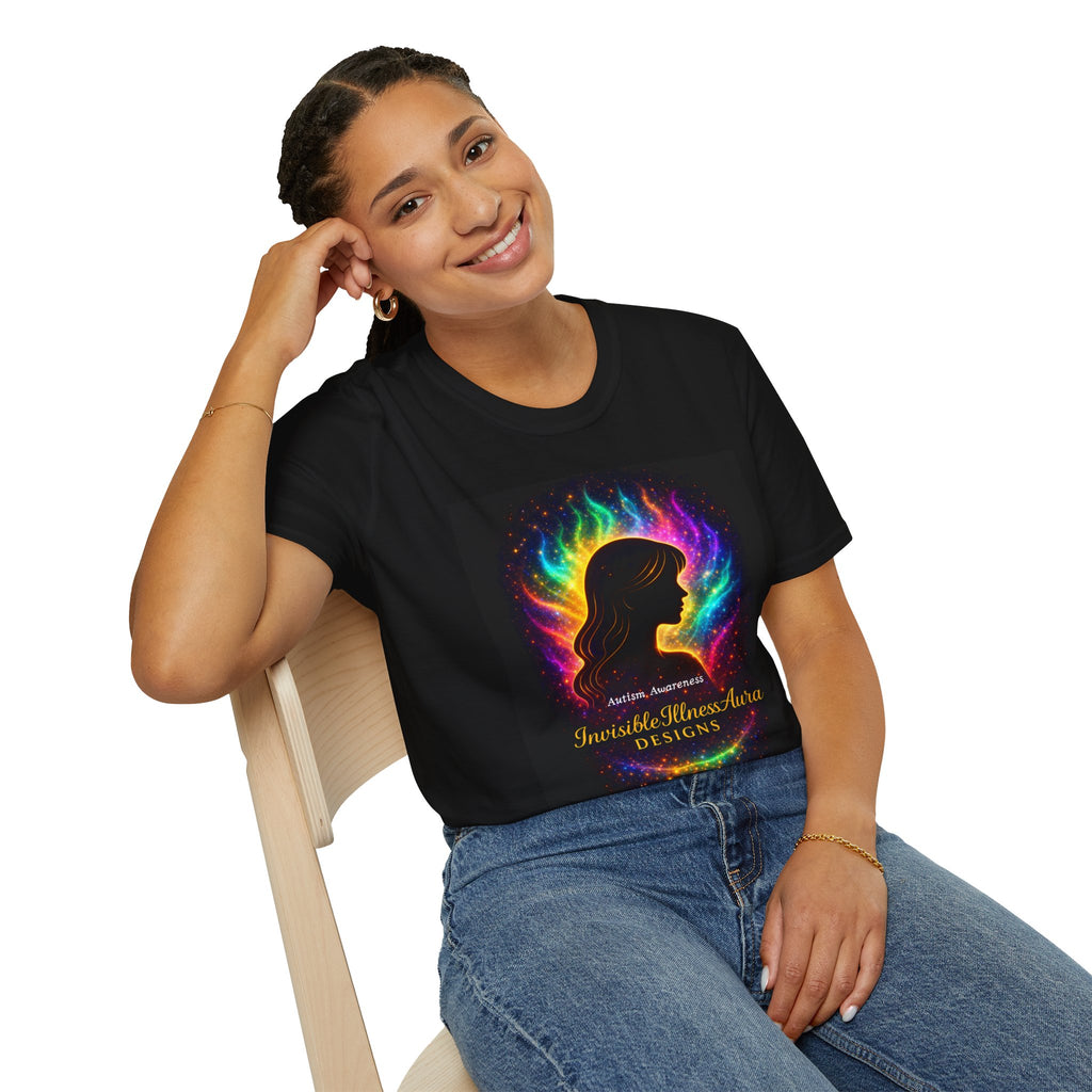 Autism Awareness Aura Silhouette T-Shirt — Rainbow Soul & Wellness Graphic Tee
